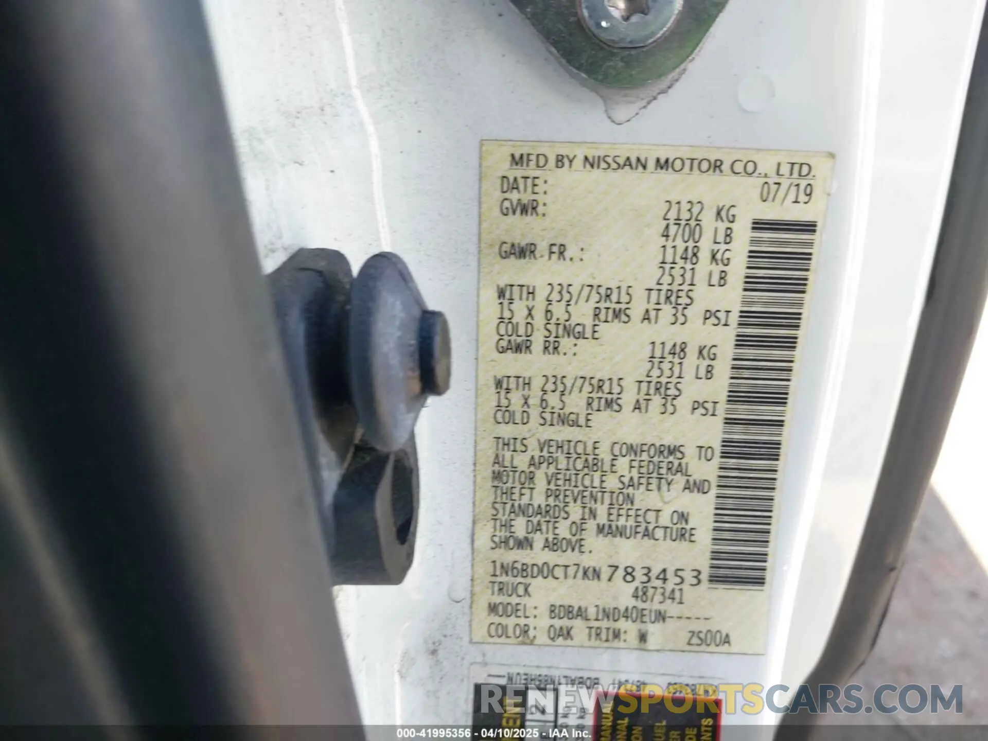 9 Фотография поврежденного автомобиля 1N6BD0CT7KN783453 NISSAN FRONTIER 2019