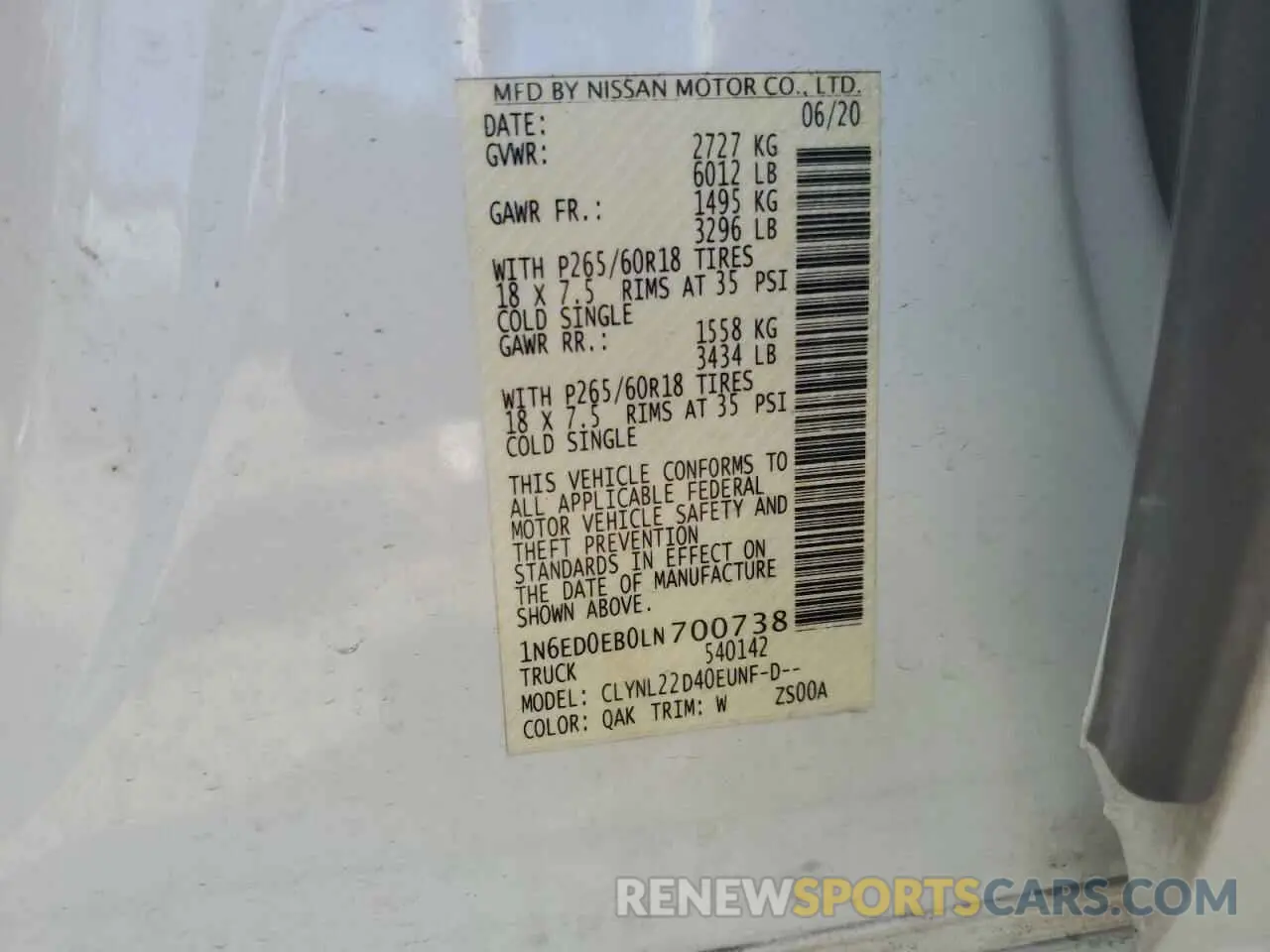 12 Фотография поврежденного автомобиля 1N6ED0EB0LN700738 NISSAN FRONTIER 2020