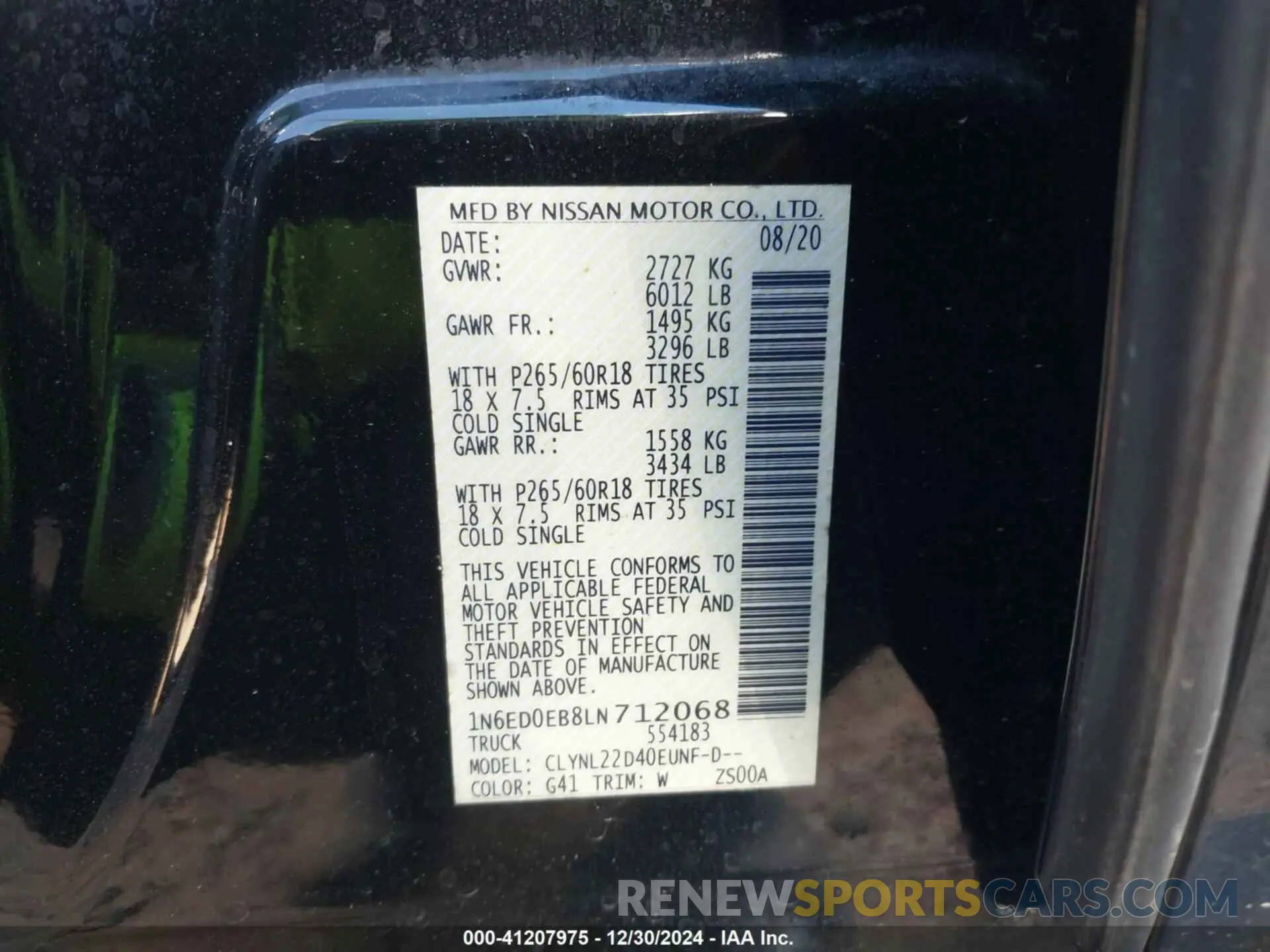 9 Фотография поврежденного автомобиля 1N6ED0EB8LN712068 NISSAN FRONTIER 2020