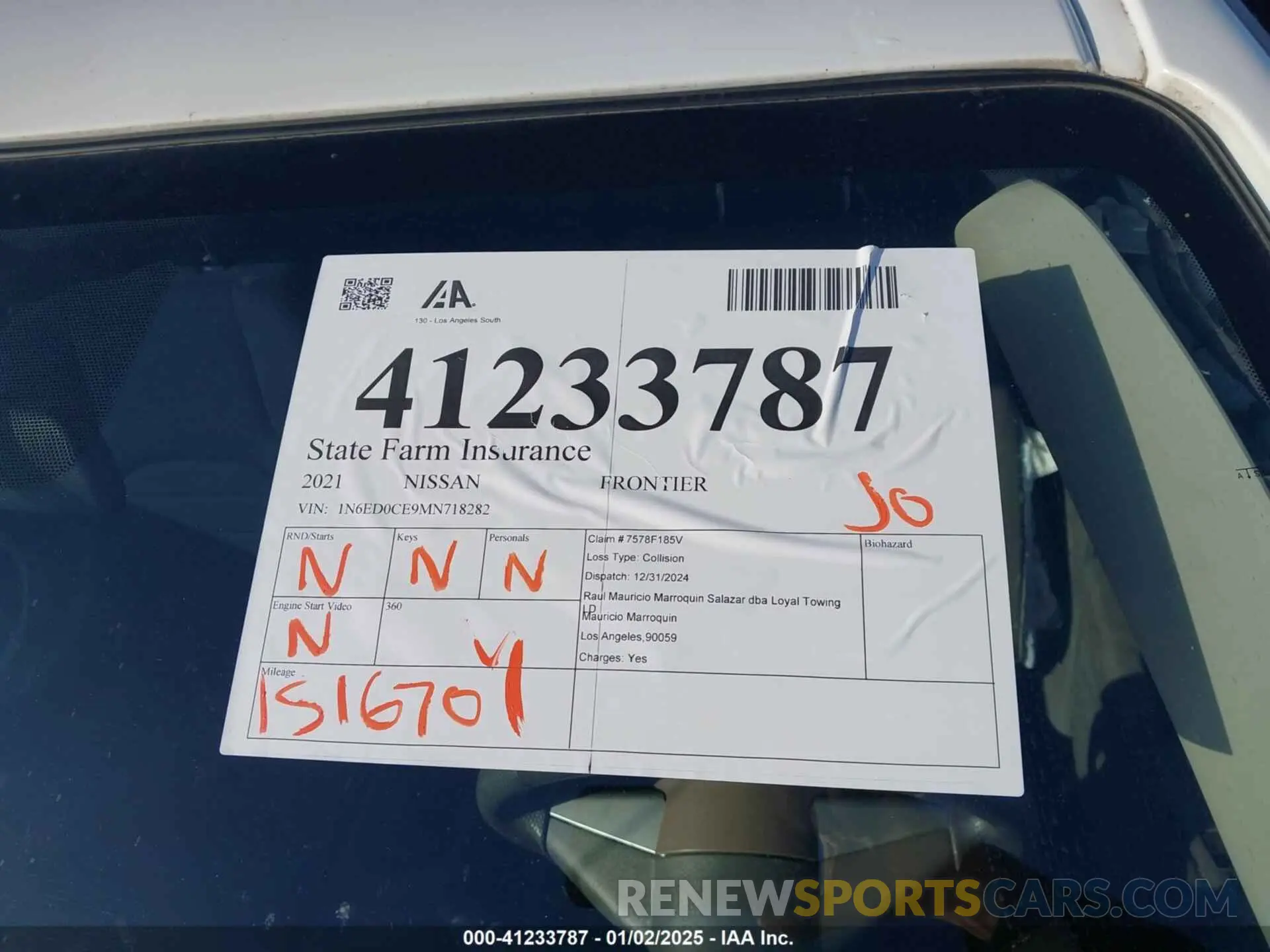 16 Photograph of a damaged car 1N6ED0CE9MN718282 NISSAN FRONTIER 2021