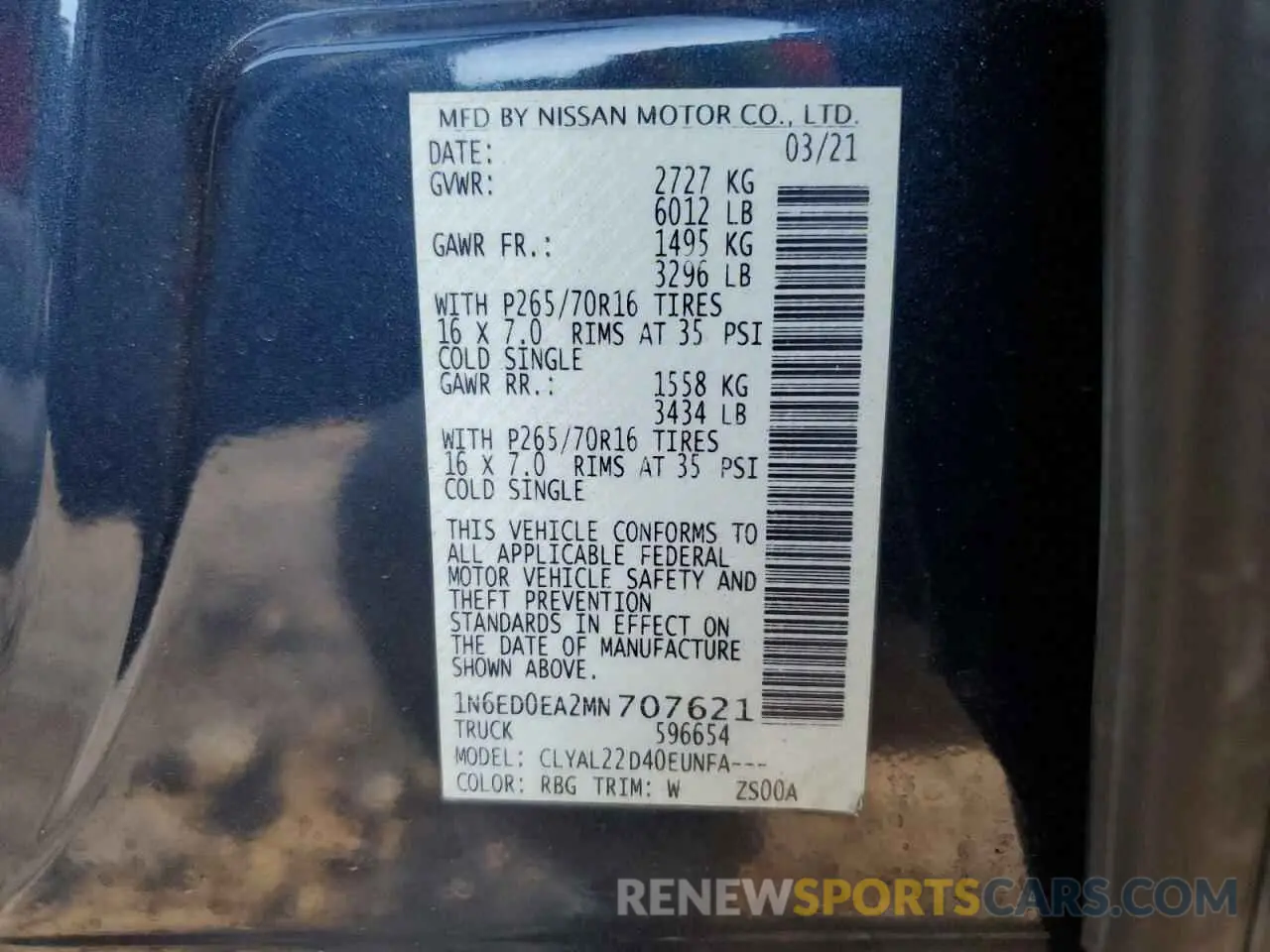 14 Photograph of a damaged car 1N6ED0EA2MN707621 NISSAN FRONTIER 2021