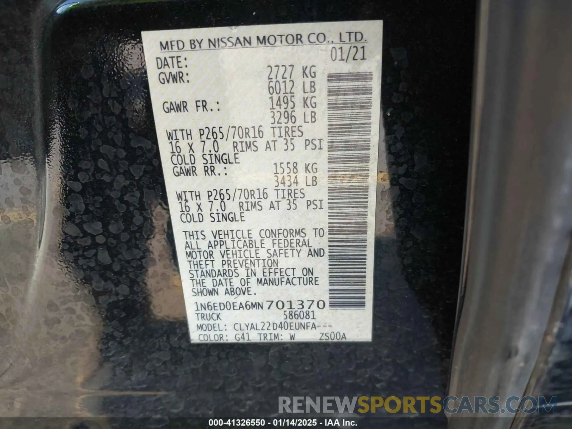 9 Photograph of a damaged car 1N6ED0EA6MN701370 NISSAN FRONTIER 2021