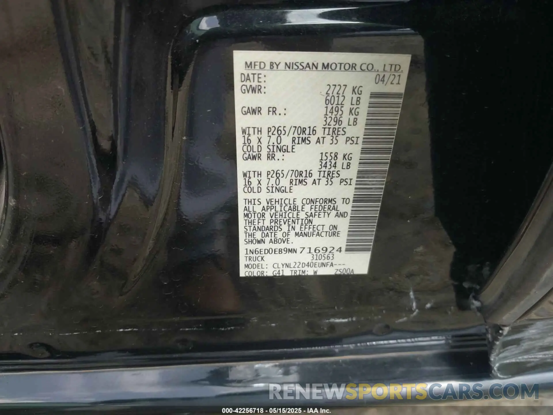 9 Фотография поврежденного автомобиля 1N6ED0EB9MN716924 NISSAN FRONTIER 2021