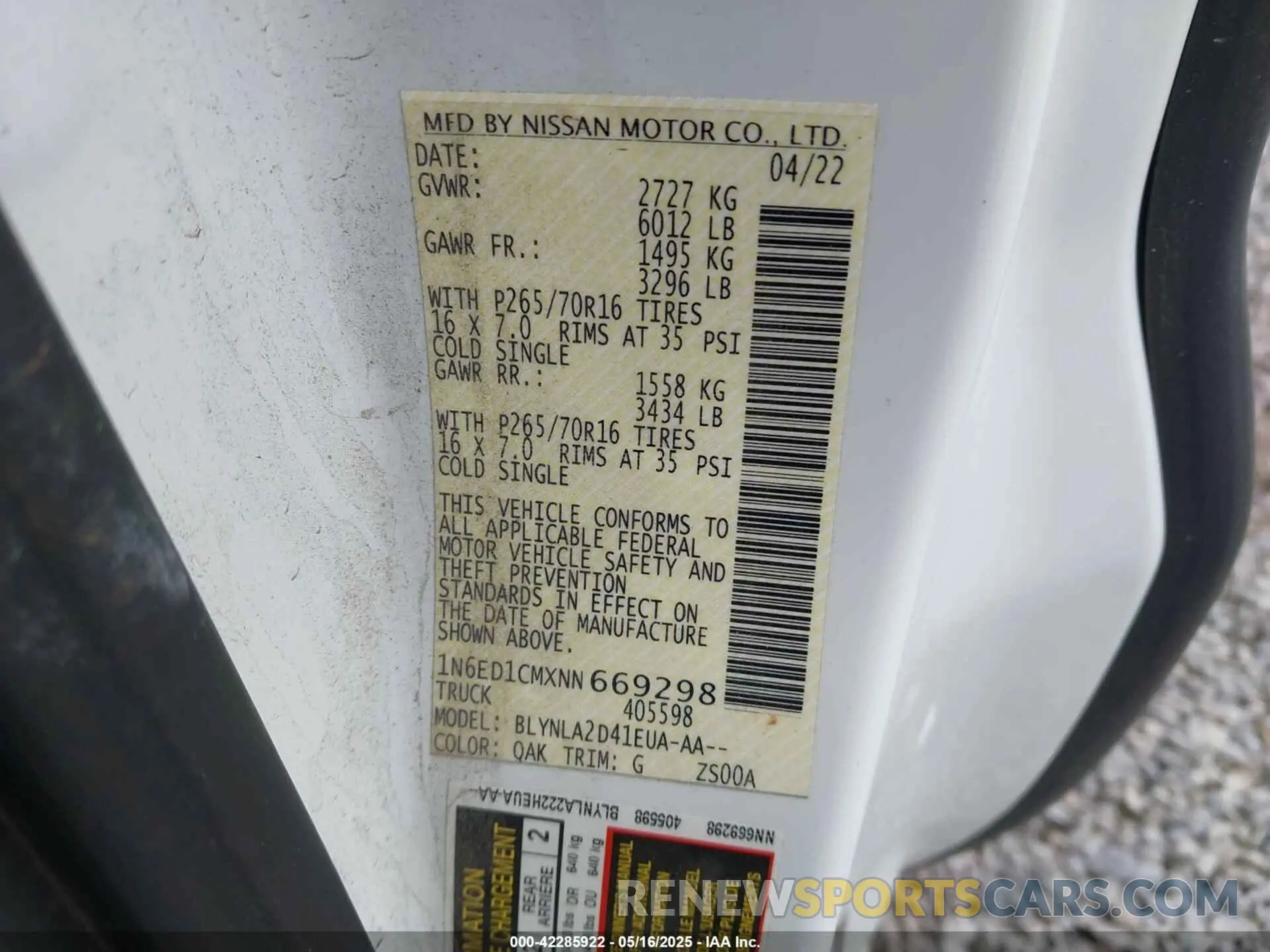 9 Photograph of a damaged car 1N6ED1CMXNN669298 NISSAN FRONTIER 2022