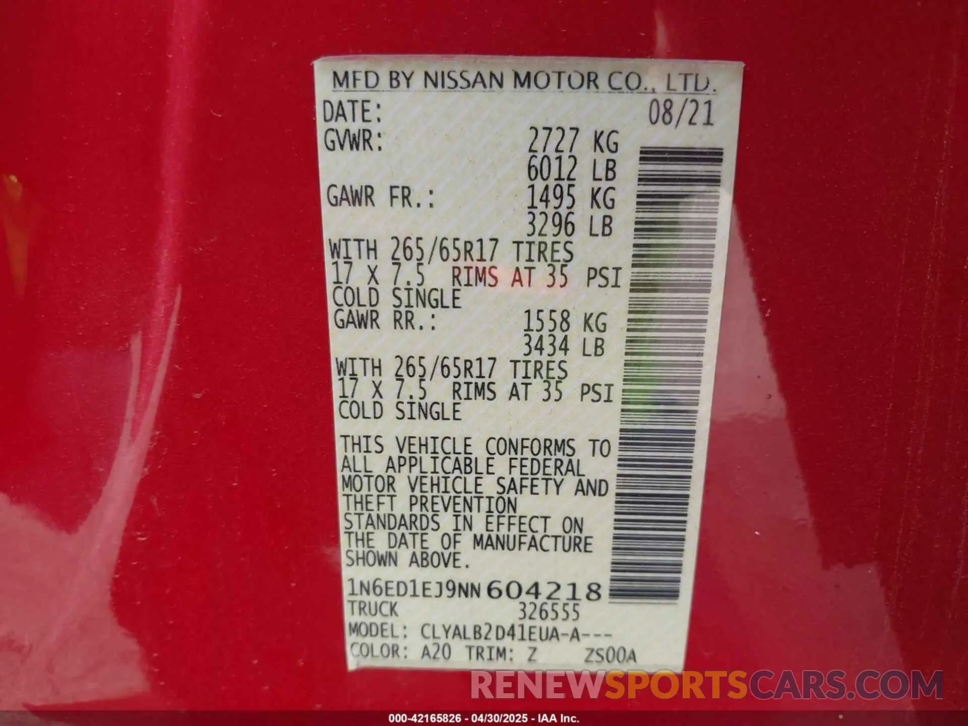 9 Photograph of a damaged car 1N6ED1EJ9NN604218 NISSAN FRONTIER 2022