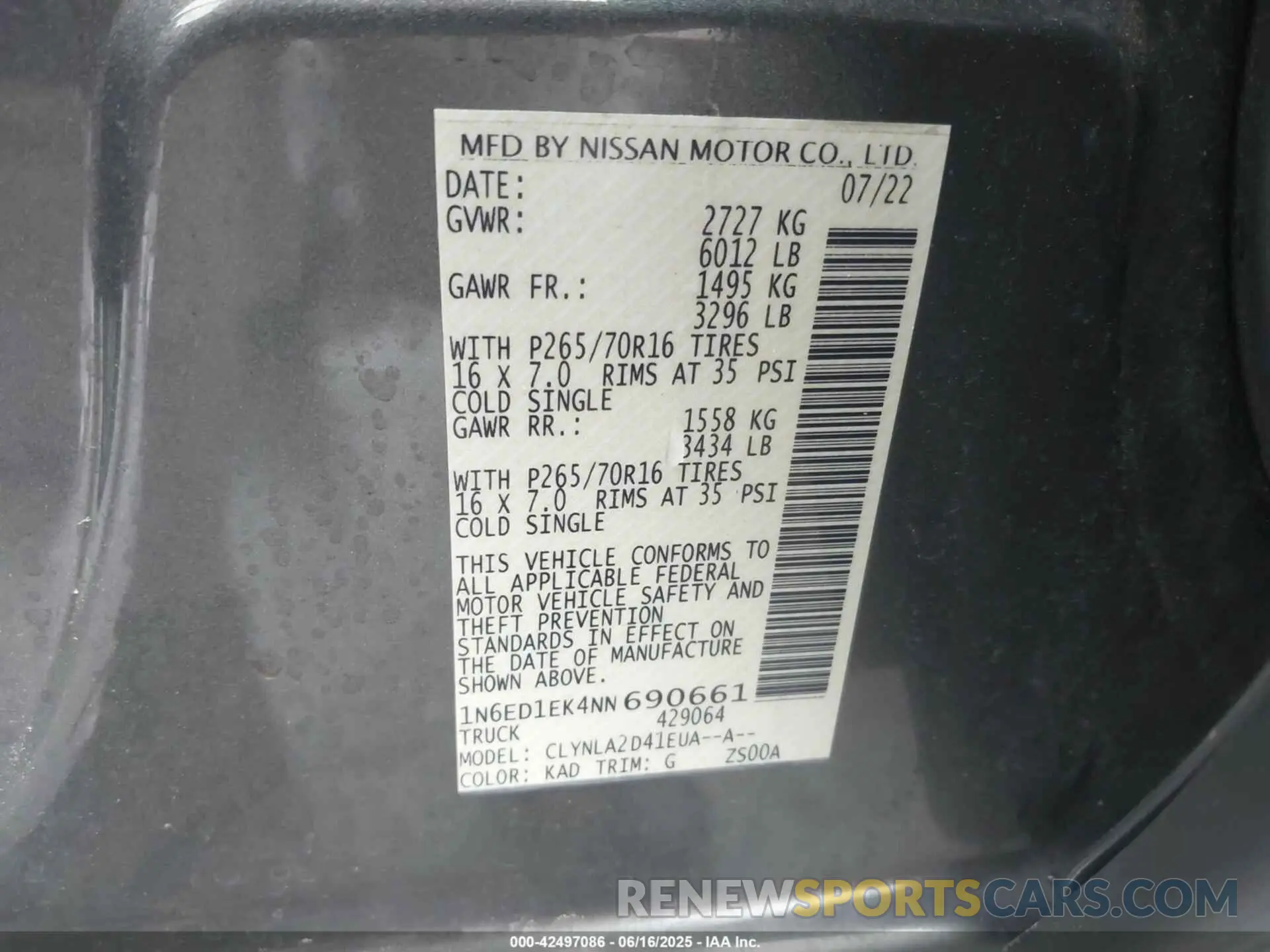 9 Photograph of a damaged car 1N6ED1EK4NN690661 NISSAN FRONTIER 2022