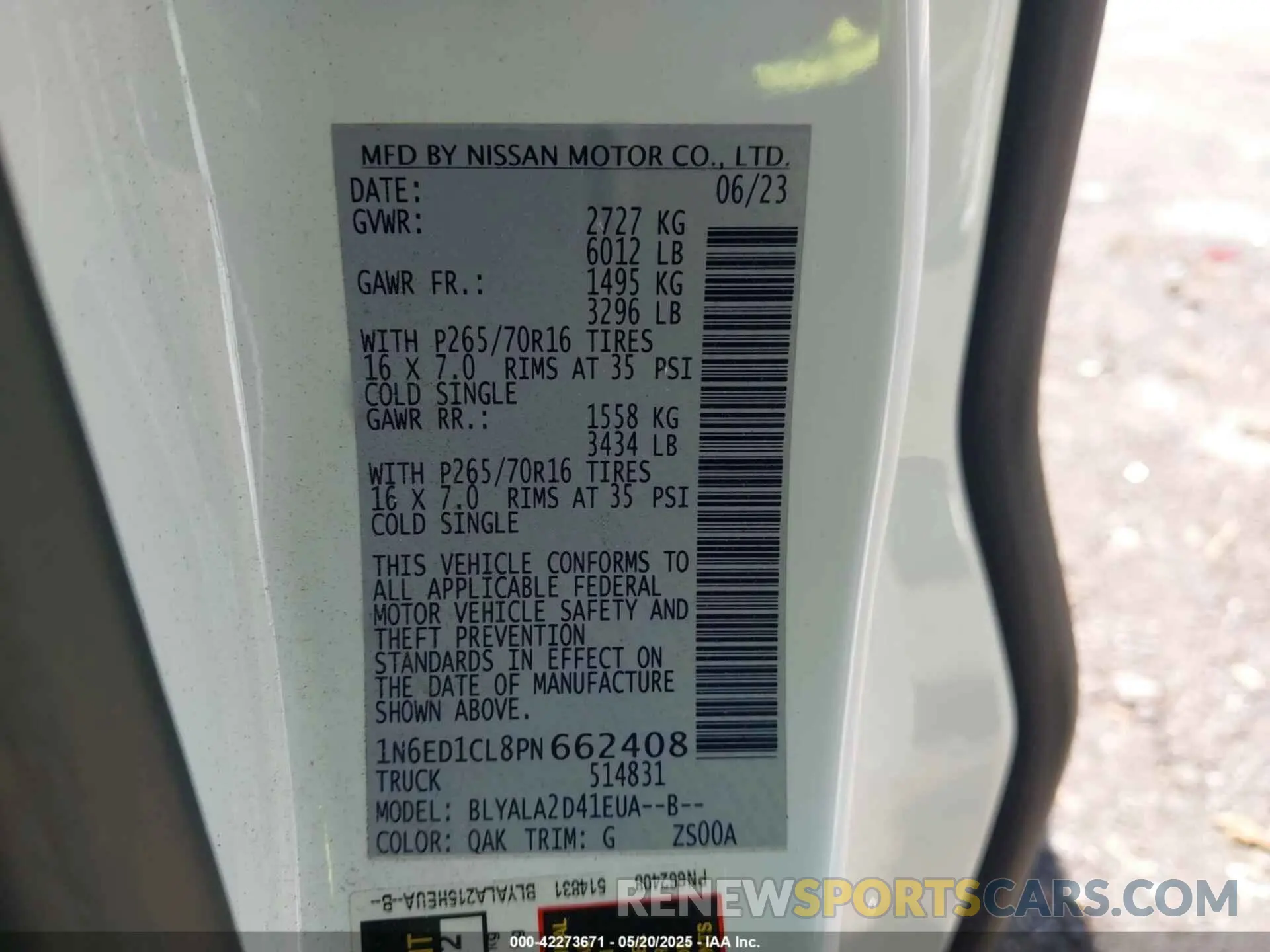 9 Фотография поврежденного автомобиля 1N6ED1CL8PN662408 NISSAN FRONTIER 2023