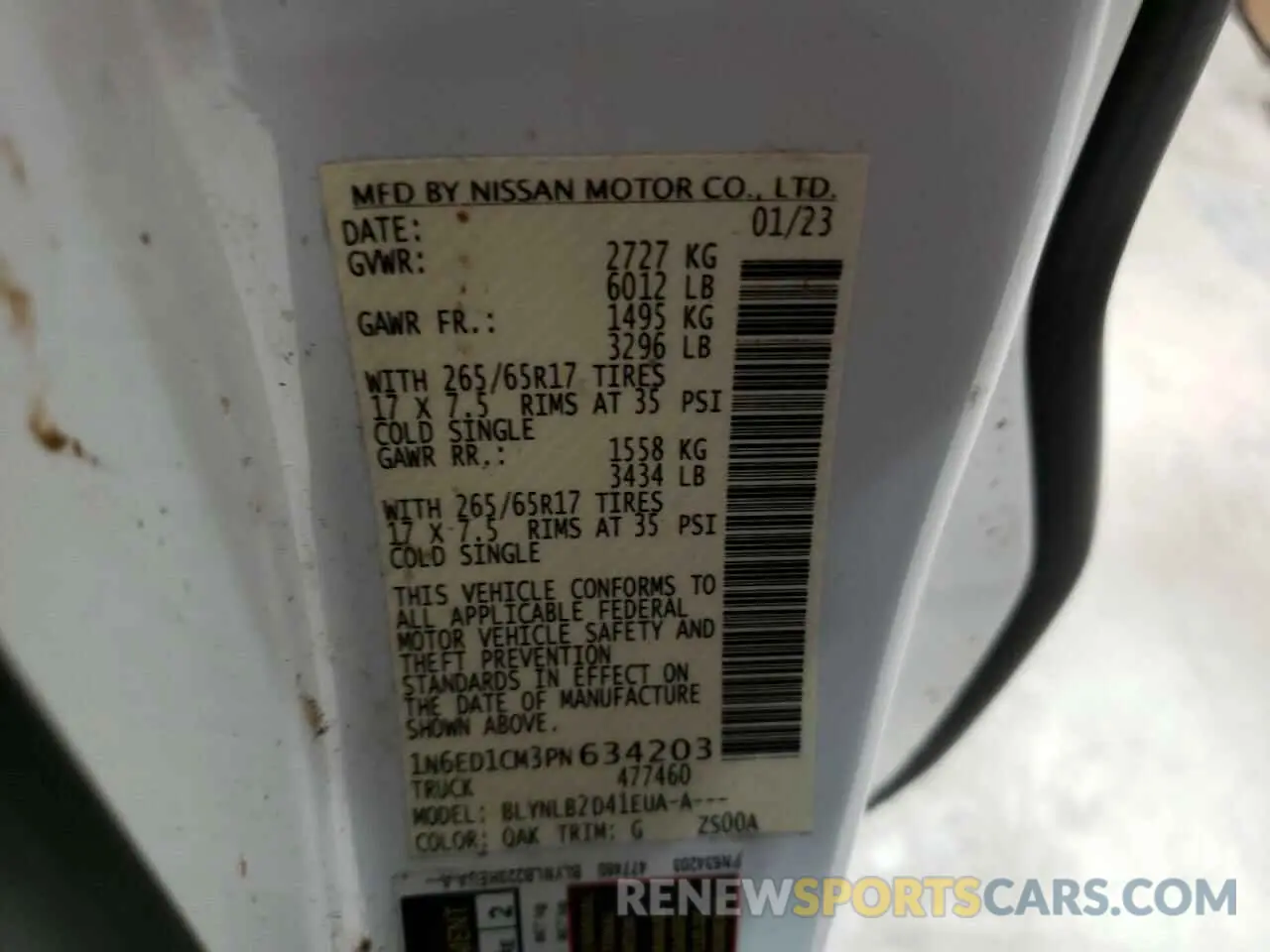 12 Фотография поврежденного автомобиля 1N6ED1CM3PN634203 NISSAN FRONTIER 2023