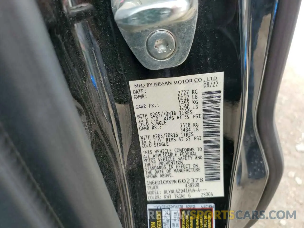 12 Photograph of a damaged car 1N6ED1CMXPN602378 NISSAN FRONTIER 2023