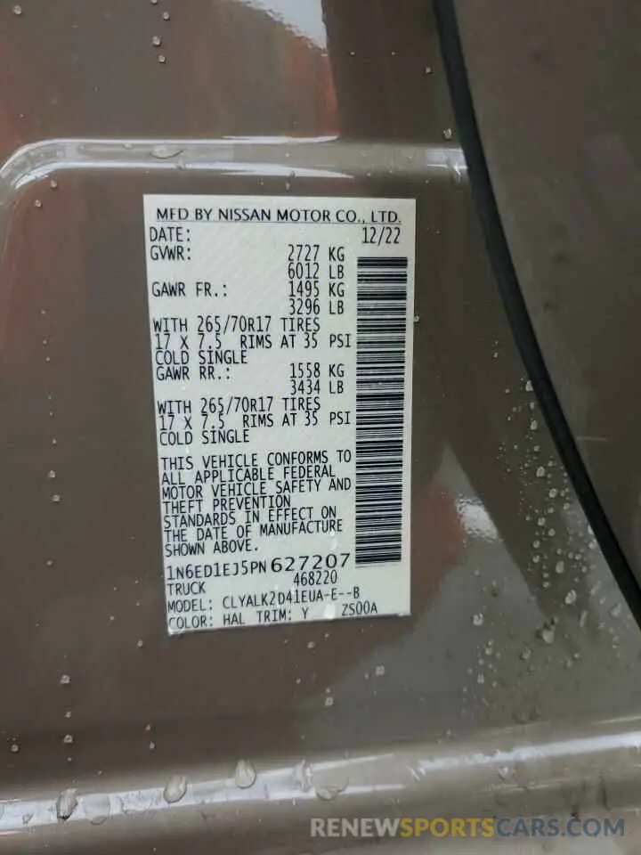 12 Фотография поврежденного автомобиля 1N6ED1EJ5PN627207 NISSAN FRONTIER 2023