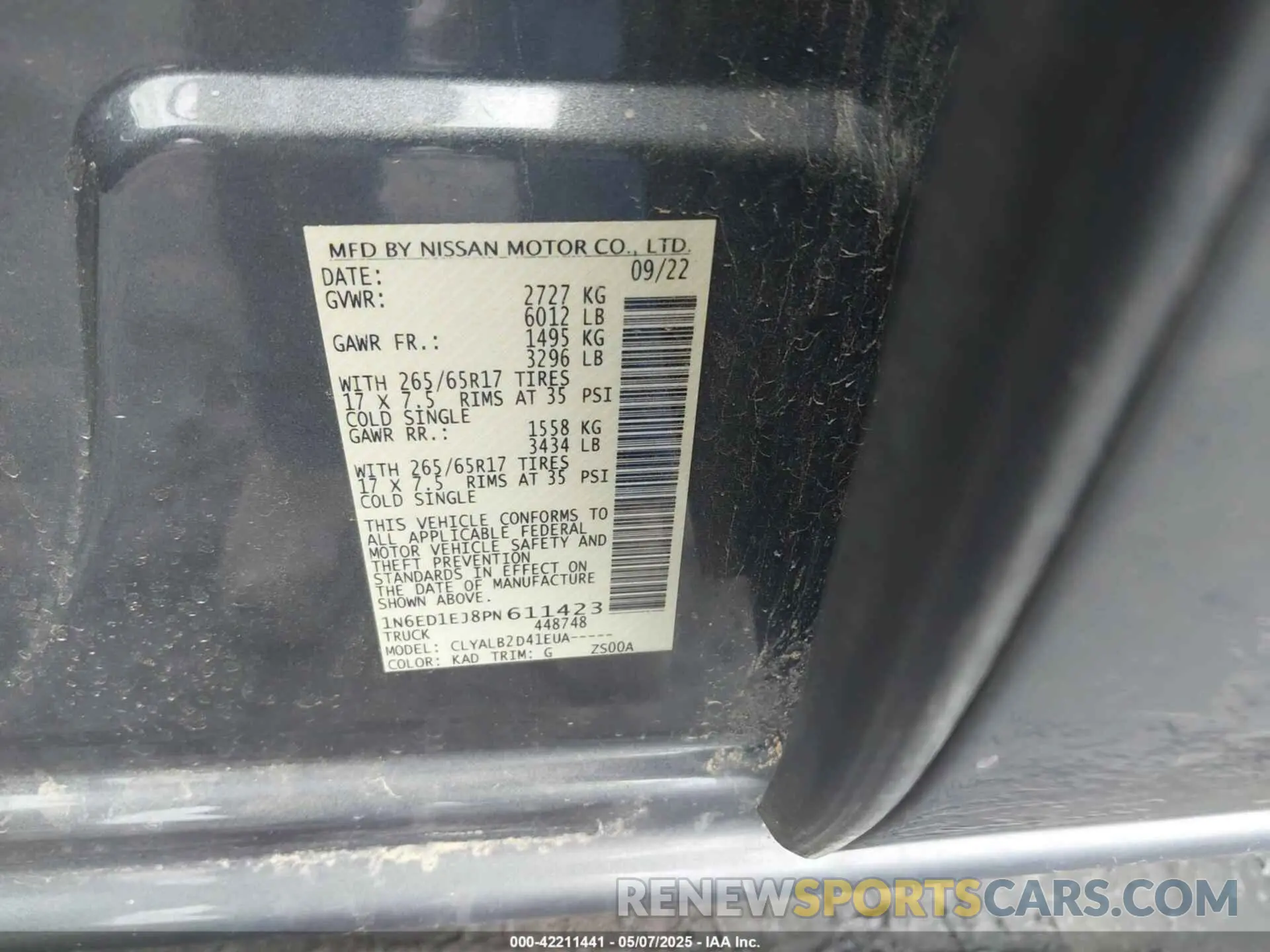9 Фотография поврежденного автомобиля 1N6ED1EJ8PN611423 NISSAN FRONTIER 2023