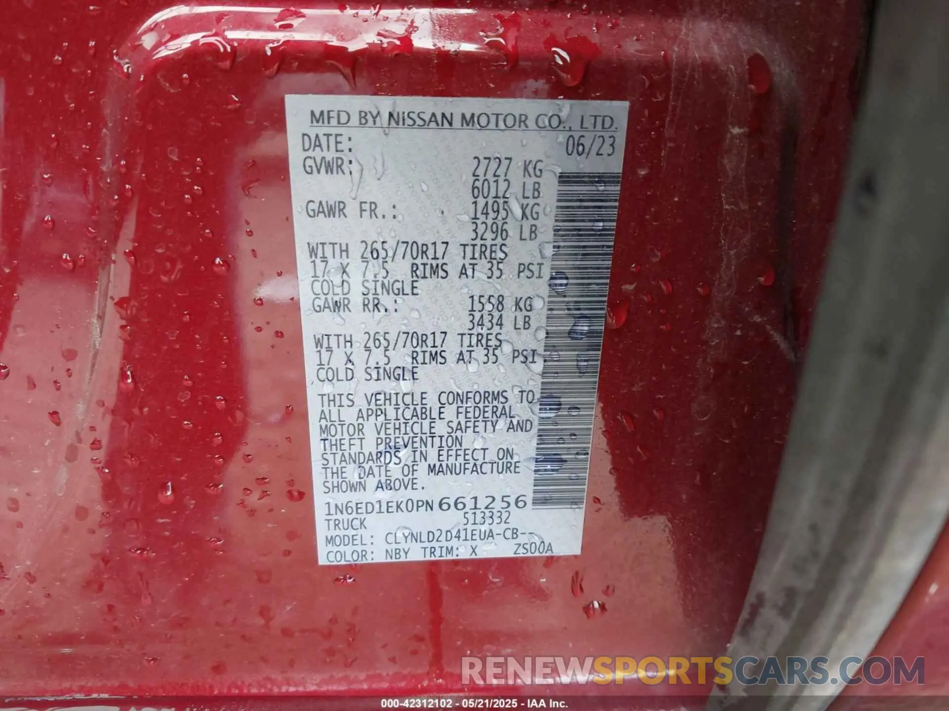 9 Фотография поврежденного автомобиля 1N6ED1EK0PN661256 NISSAN FRONTIER 2023