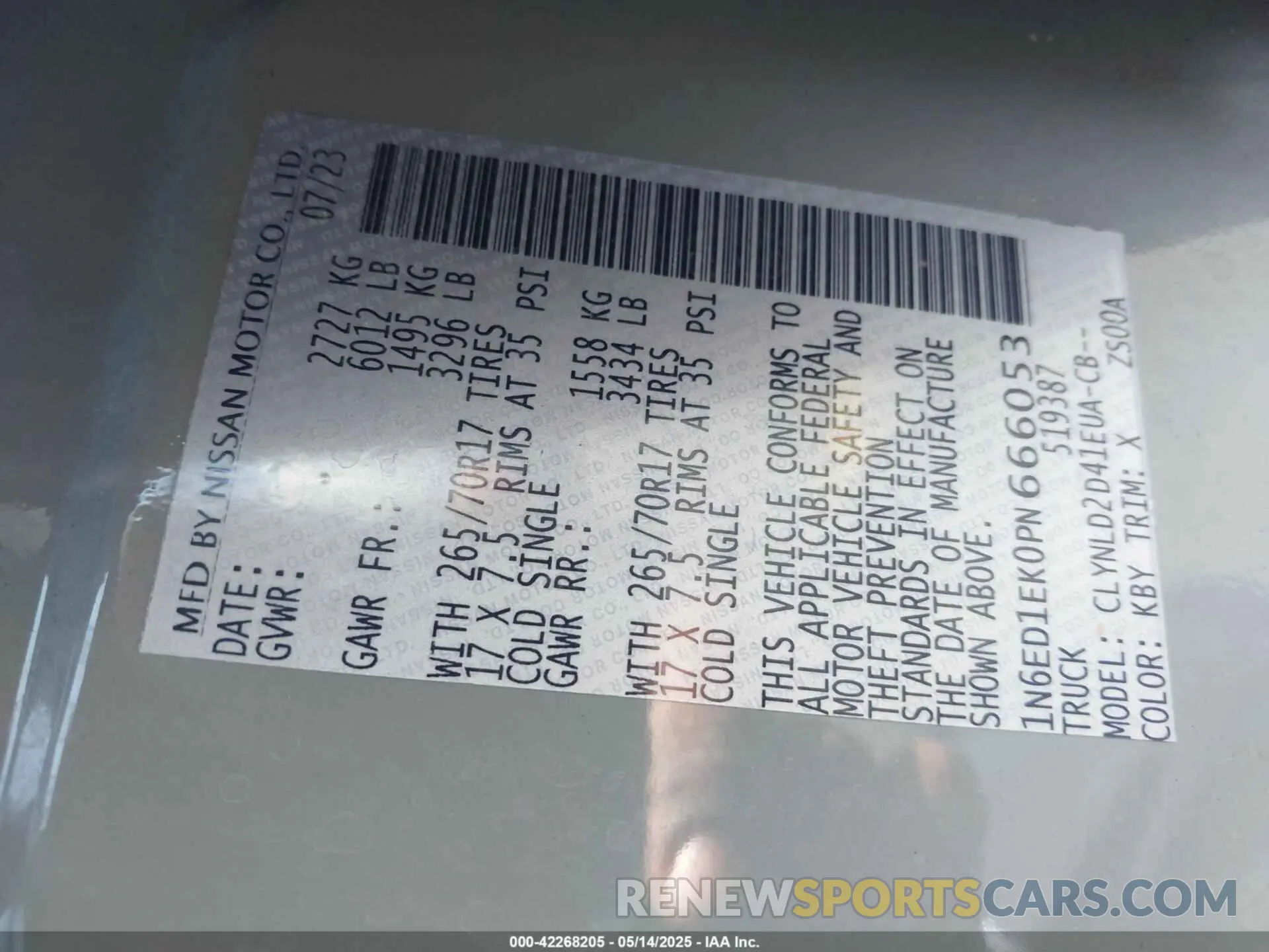 9 Фотография поврежденного автомобиля 1N6ED1EK0PN666053 NISSAN FRONTIER 2023