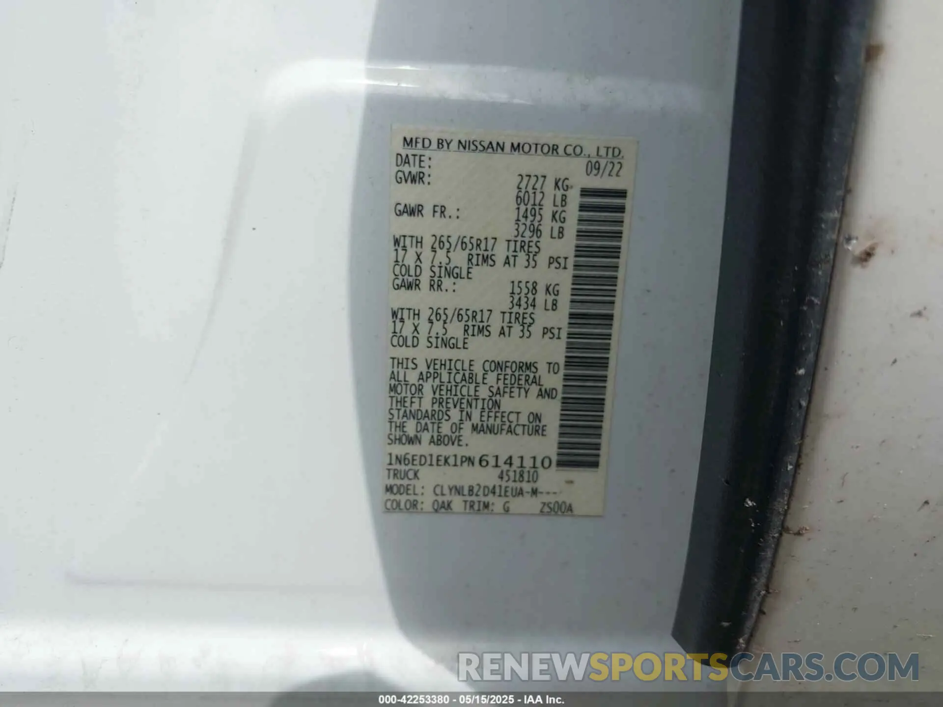9 Photograph of a damaged car 1N6ED1EK1PN614110 NISSAN FRONTIER 2023
