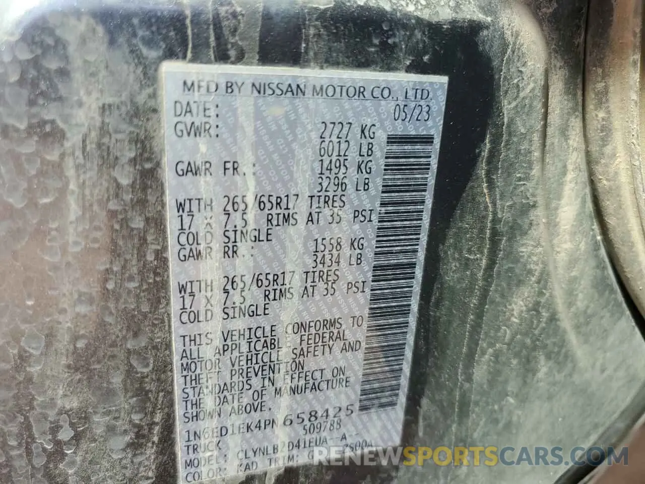 13 Photograph of a damaged car 1N6ED1EK4PN658425 NISSAN FRONTIER 2023