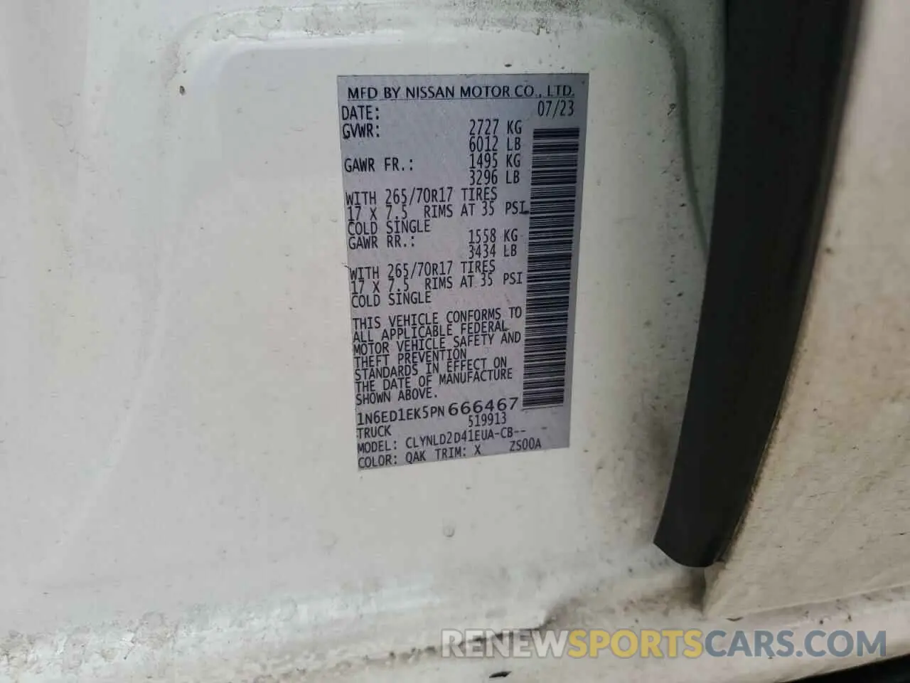 13 Фотография поврежденного автомобиля 1N6ED1EK5PN666467 NISSAN FRONTIER 2023