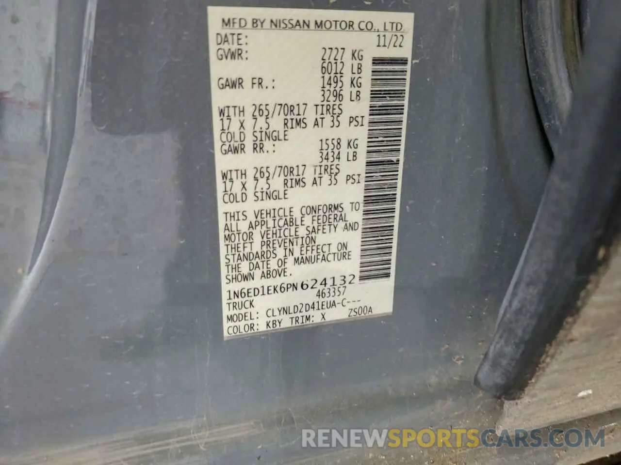 12 Photograph of a damaged car 1N6ED1EK6PN624132 NISSAN FRONTIER 2023