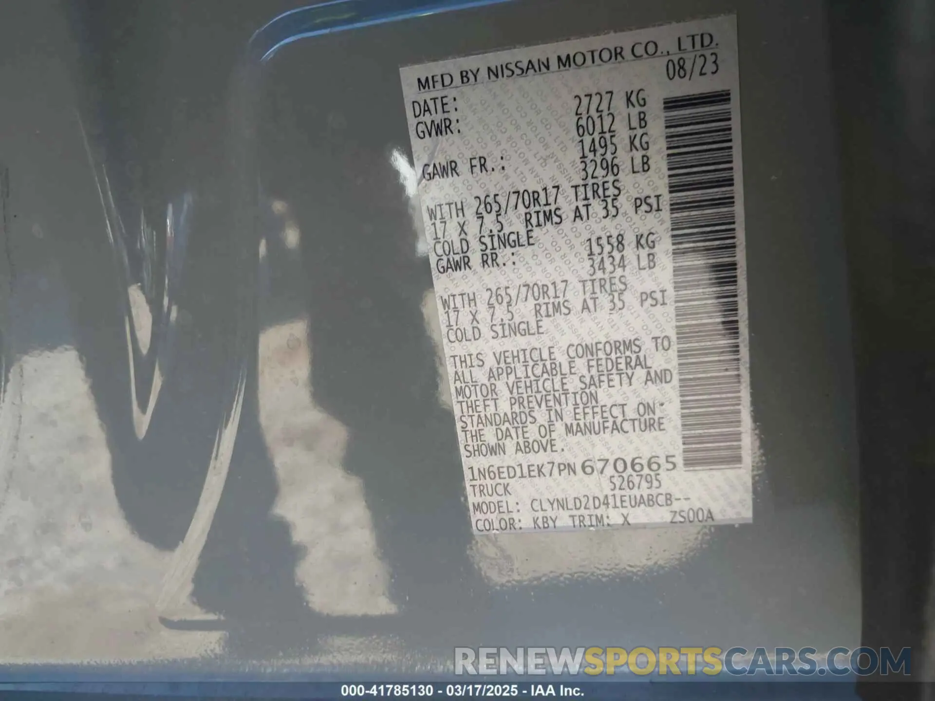 9 Photograph of a damaged car 1N6ED1EK7PN670665 NISSAN FRONTIER 2023