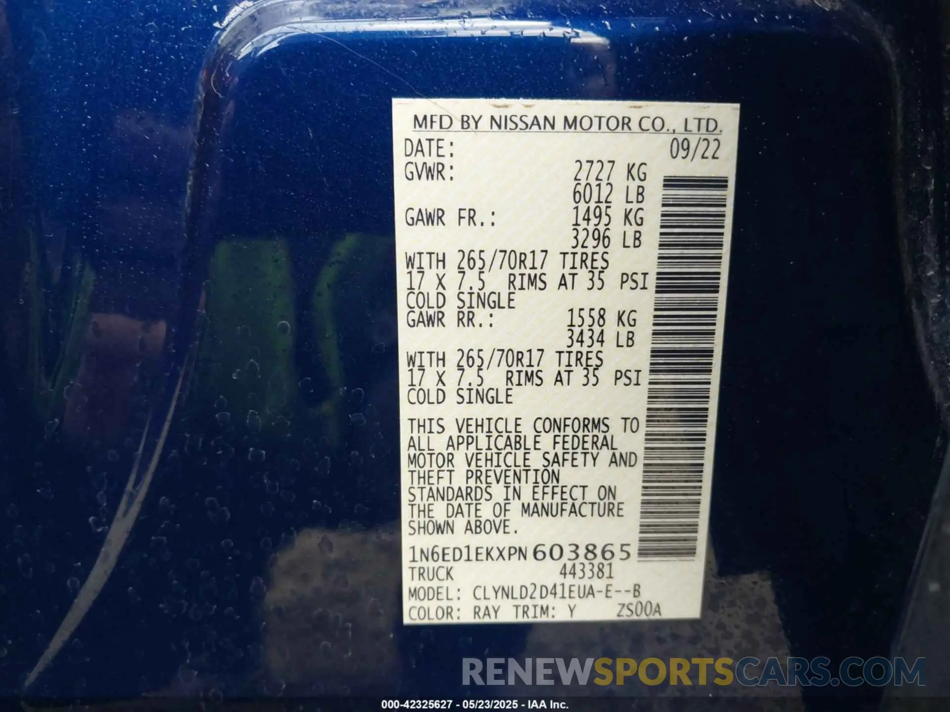 9 Photograph of a damaged car 1N6ED1EKXPN603865 NISSAN FRONTIER 2023
