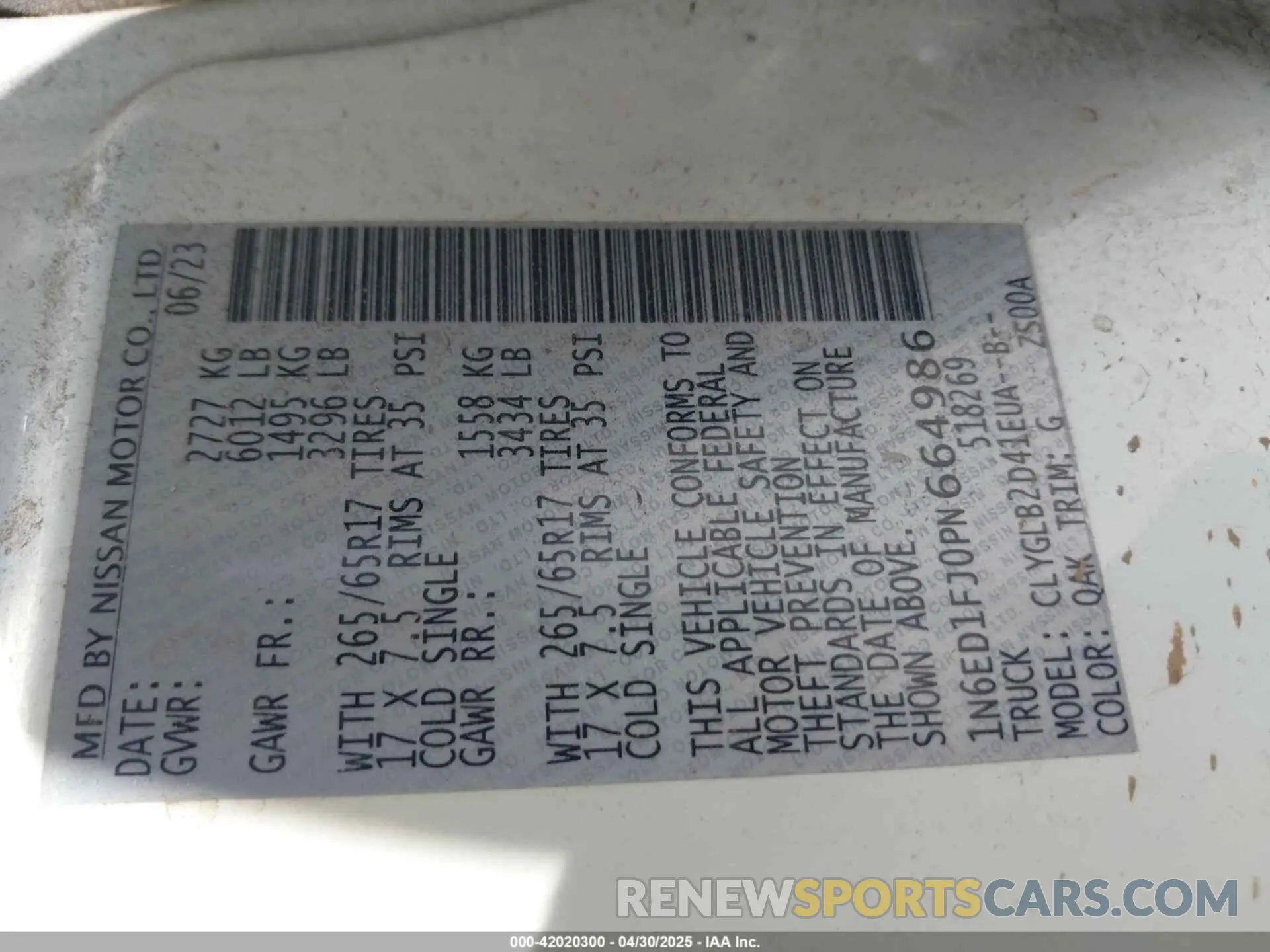 9 Photograph of a damaged car 1N6ED1FJ0PN664986 NISSAN FRONTIER 2023