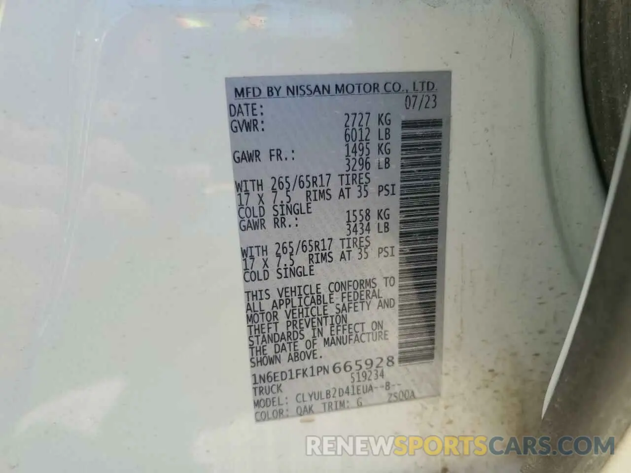 12 Photograph of a damaged car 1N6ED1FK1PN665928 NISSAN FRONTIER 2023