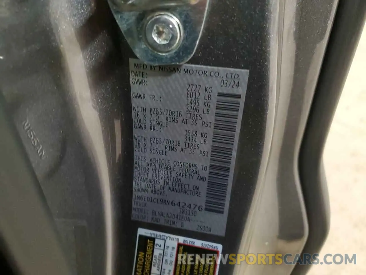 13 Photograph of a damaged car 1N6ED1CL9RN642476 NISSAN FRONTIER 2024
