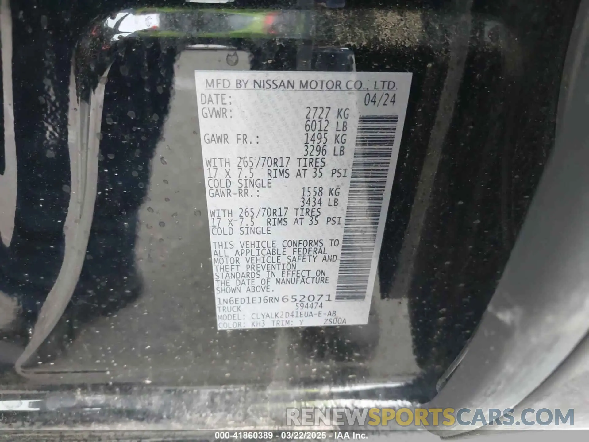 9 Photograph of a damaged car 1N6ED1EJ6RN652071 NISSAN FRONTIER 2024