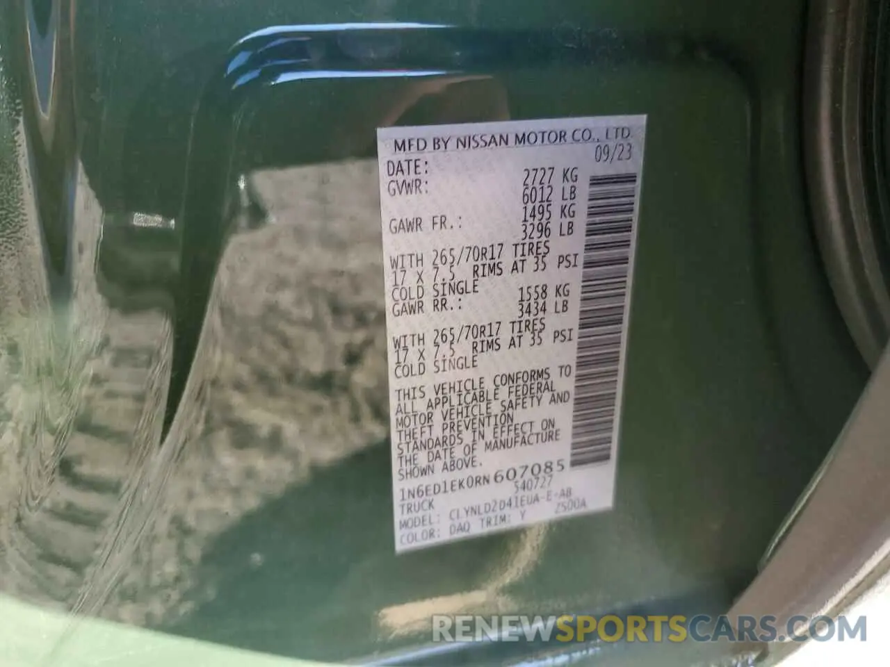 12 Photograph of a damaged car 1N6ED1EK0RN607085 NISSAN FRONTIER 2024