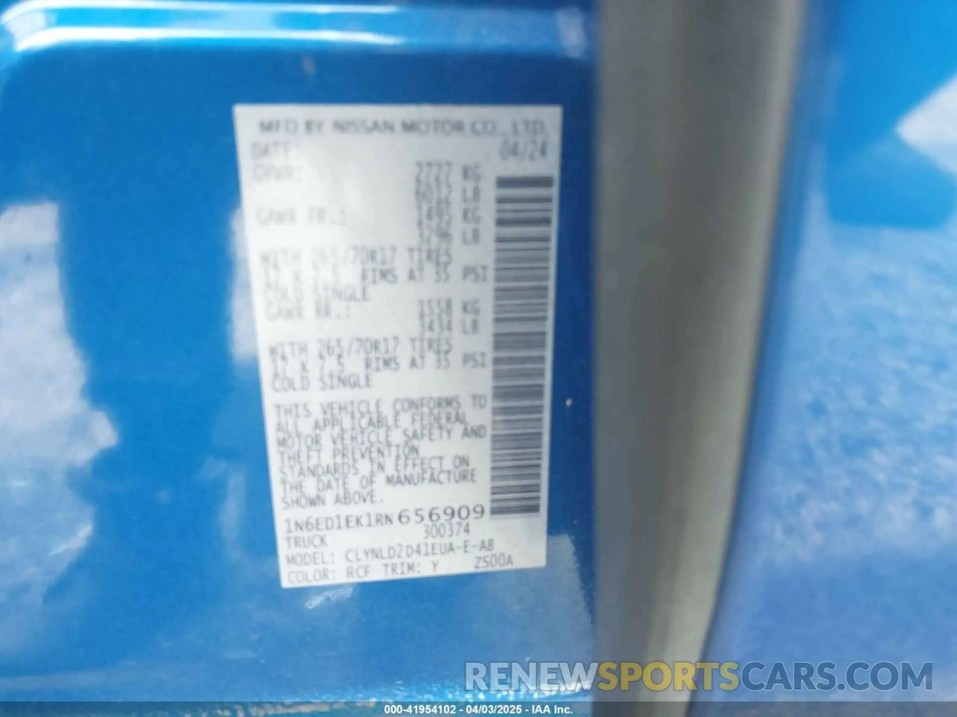 9 Photograph of a damaged car 1N6ED1EK1RN656909 NISSAN FRONTIER 2024