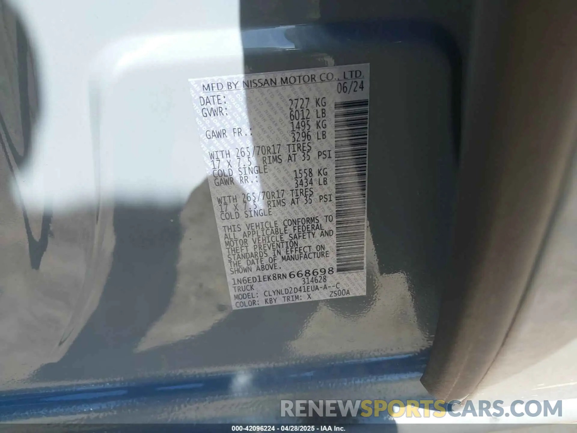 9 Photograph of a damaged car 1N6ED1EK8RN668698 NISSAN FRONTIER 2024