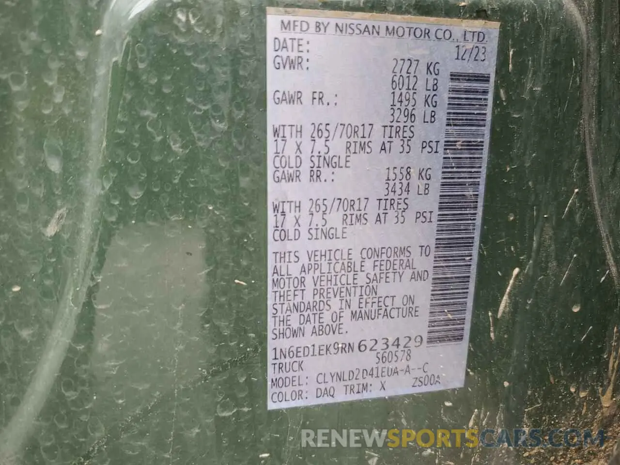 13 Photograph of a damaged car 1N6ED1EK9RN623429 NISSAN FRONTIER 2024