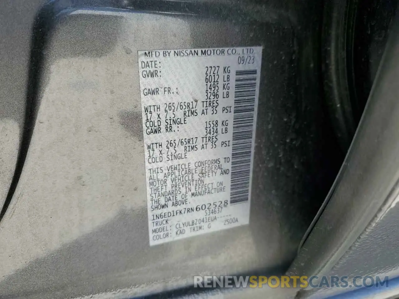 12 Photograph of a damaged car 1N6ED1FK7RN602528 NISSAN FRONTIER 2024