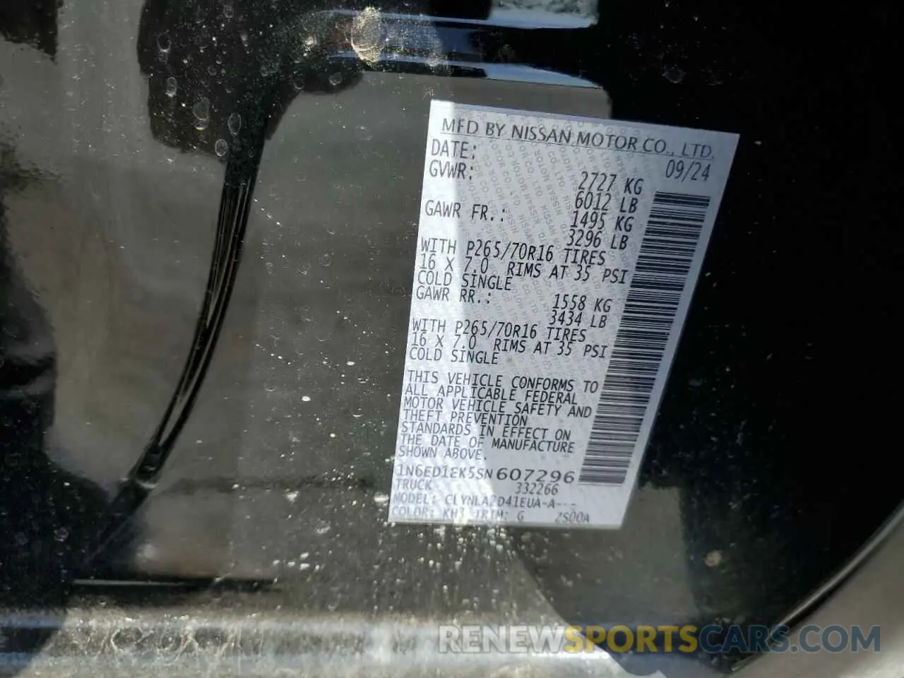 15 Photograph of a damaged car 1N6ED1EK5SN607296 NISSAN FRONTIER 2025