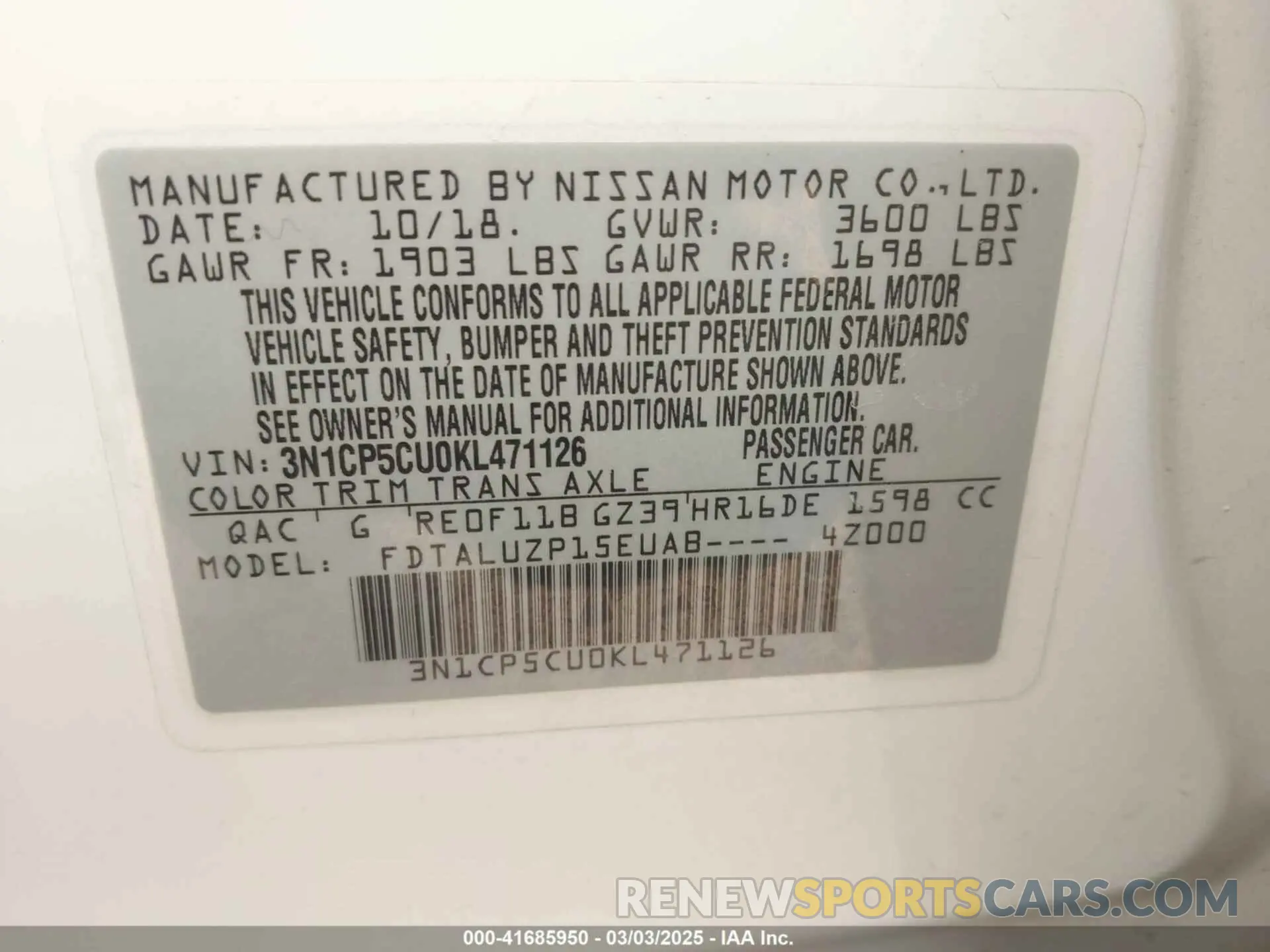 9 Photograph of a damaged car 3N1CP5CU0KL471126 NISSAN KICKS 2019