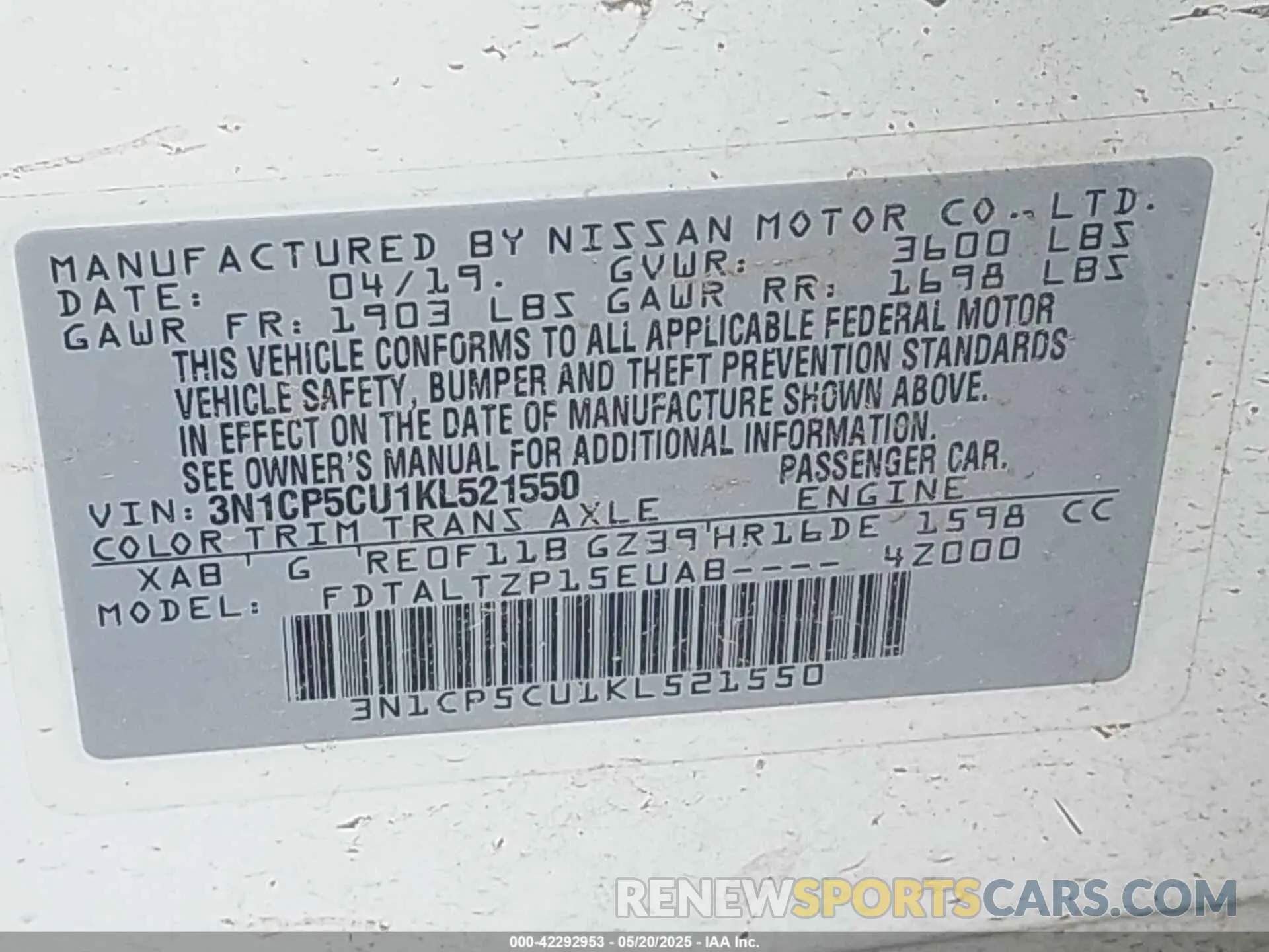 9 Photograph of a damaged car 3N1CP5CU1KL521550 NISSAN KICKS 2019