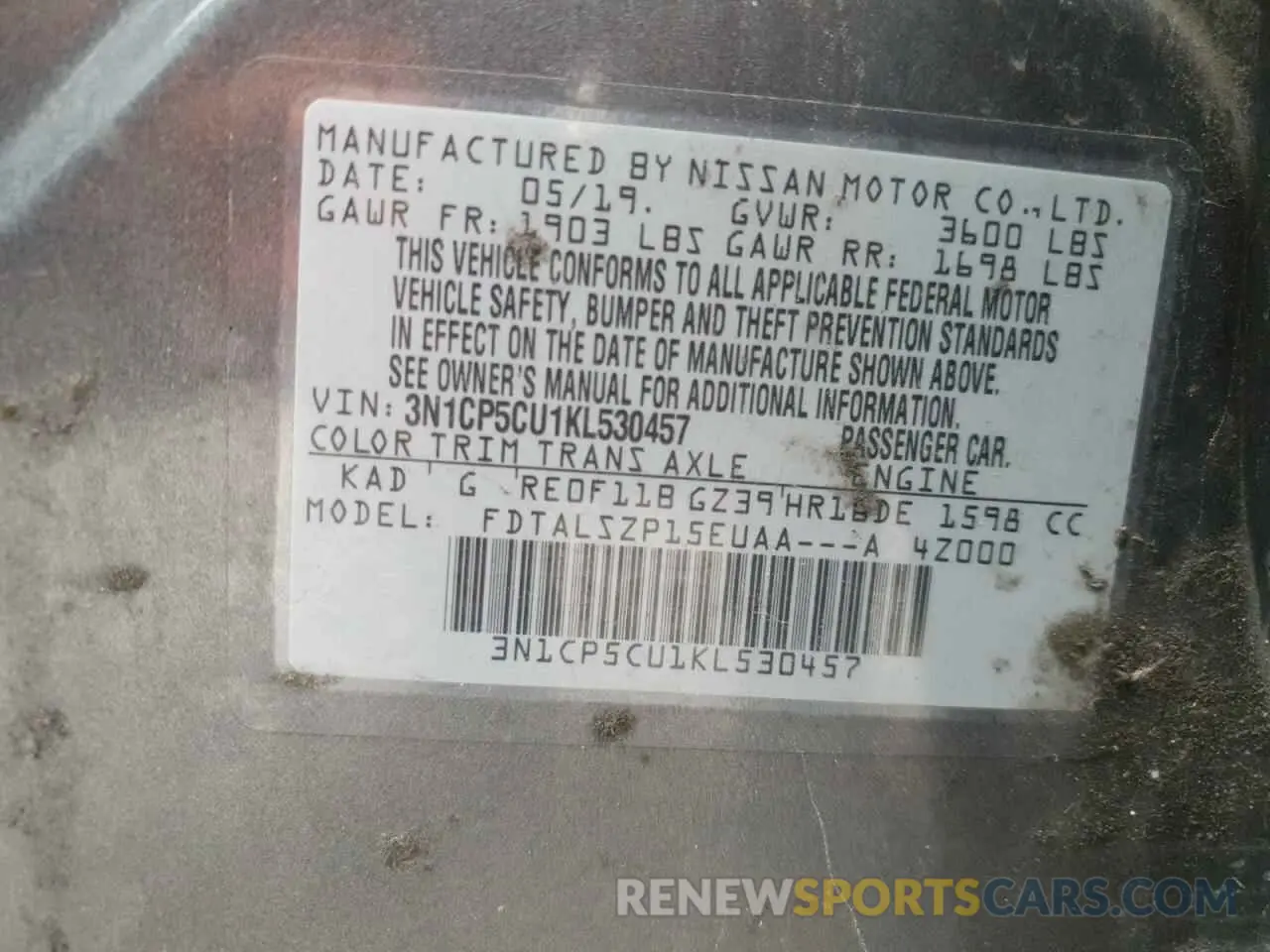 12 Photograph of a damaged car 3N1CP5CU1KL530457 NISSAN KICKS 2019