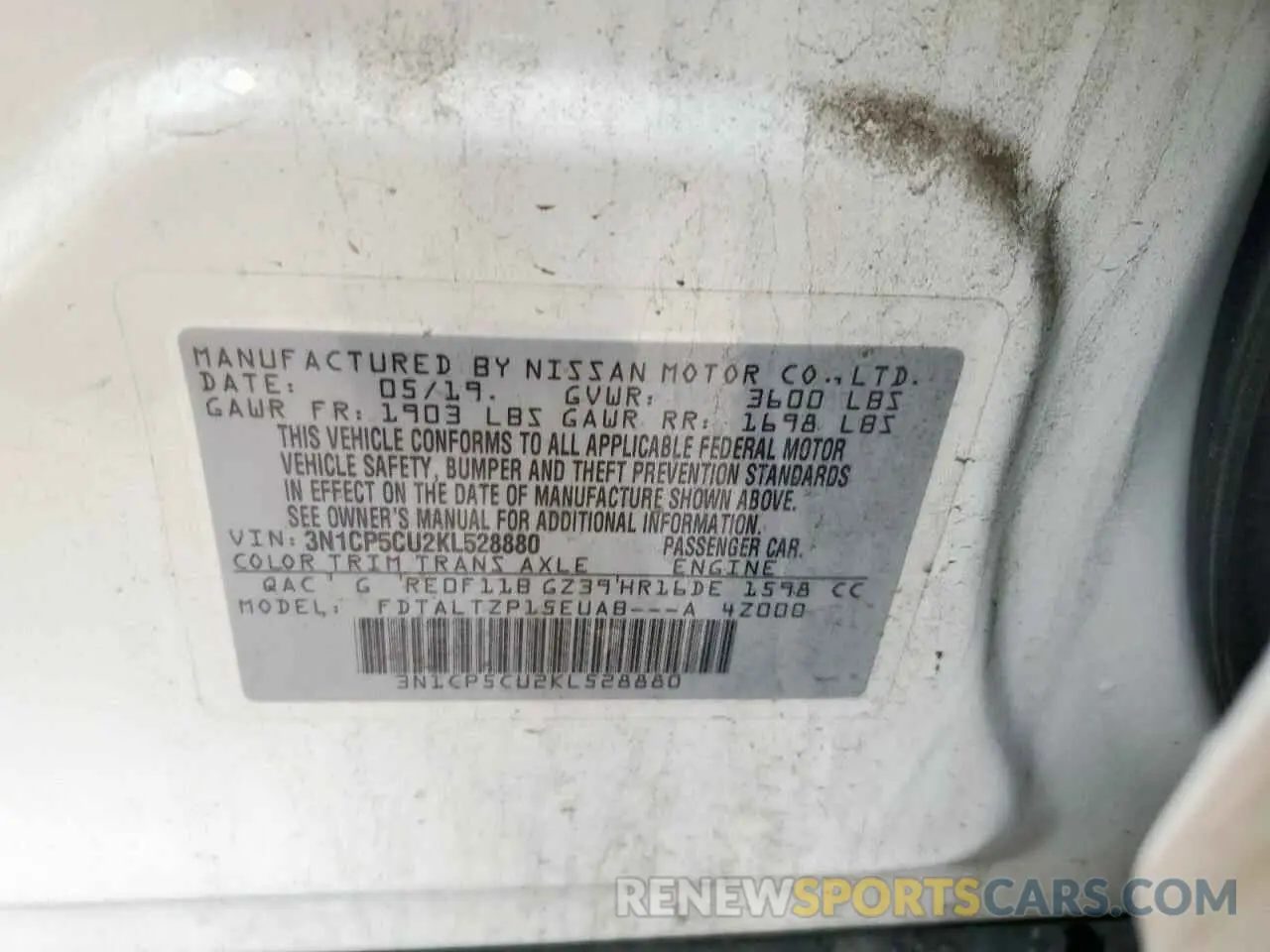 14 Photograph of a damaged car 3N1CP5CU2KL528880 NISSAN KICKS 2019