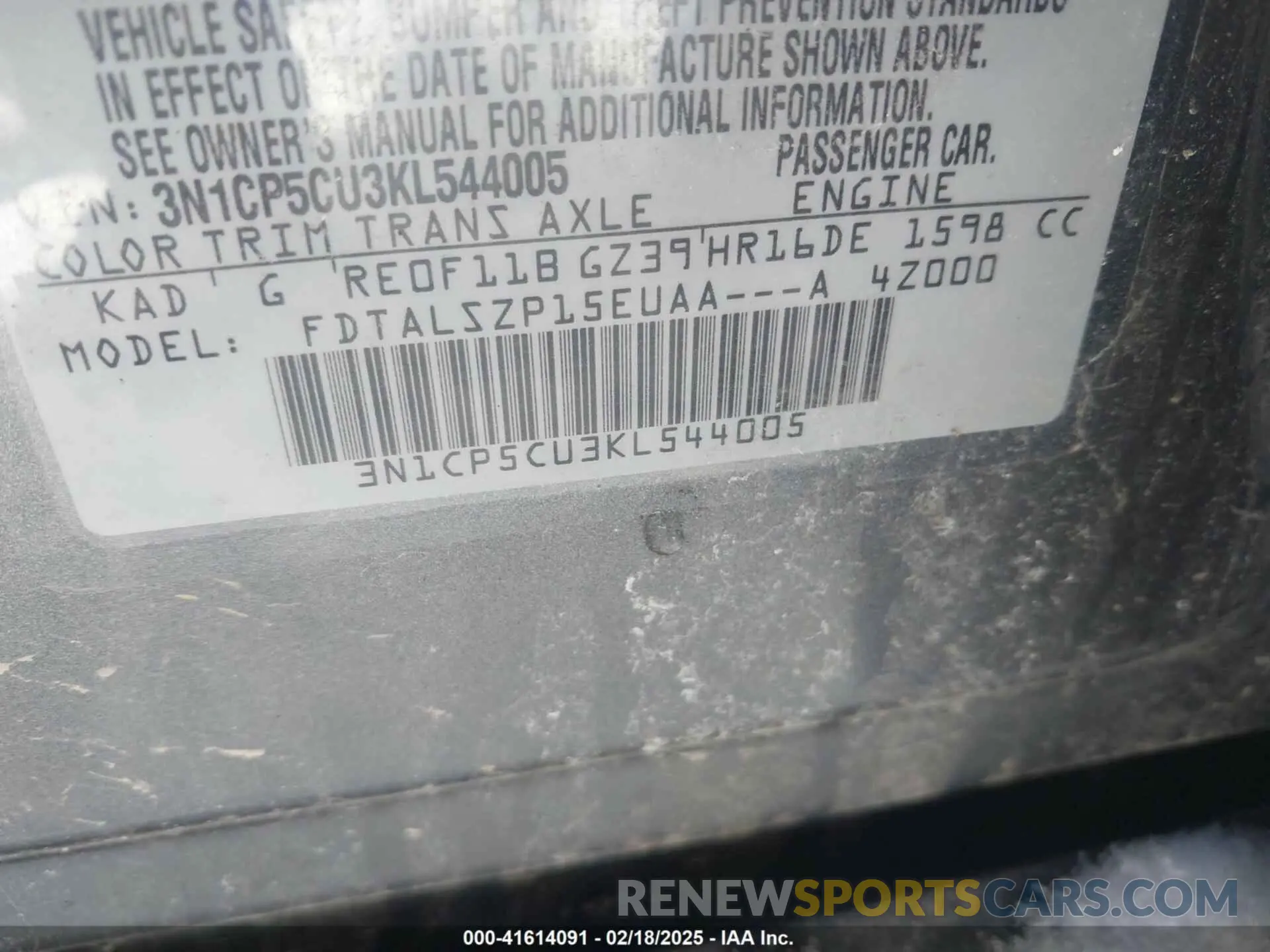 9 Фотография поврежденного автомобиля 3N1CP5CU3KL544005 NISSAN KICKS 2019