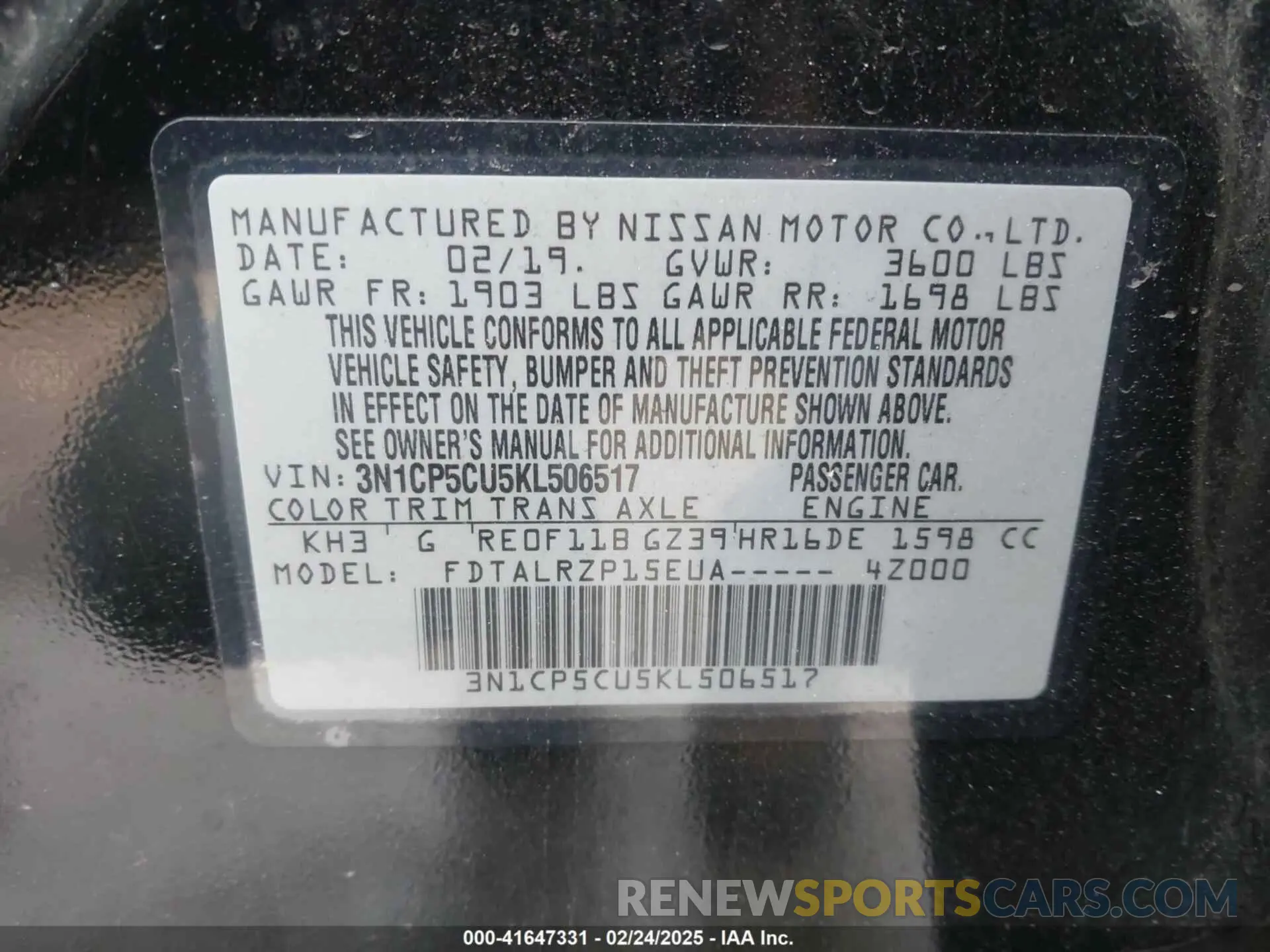 9 Photograph of a damaged car 3N1CP5CU5KL506517 NISSAN KICKS 2019