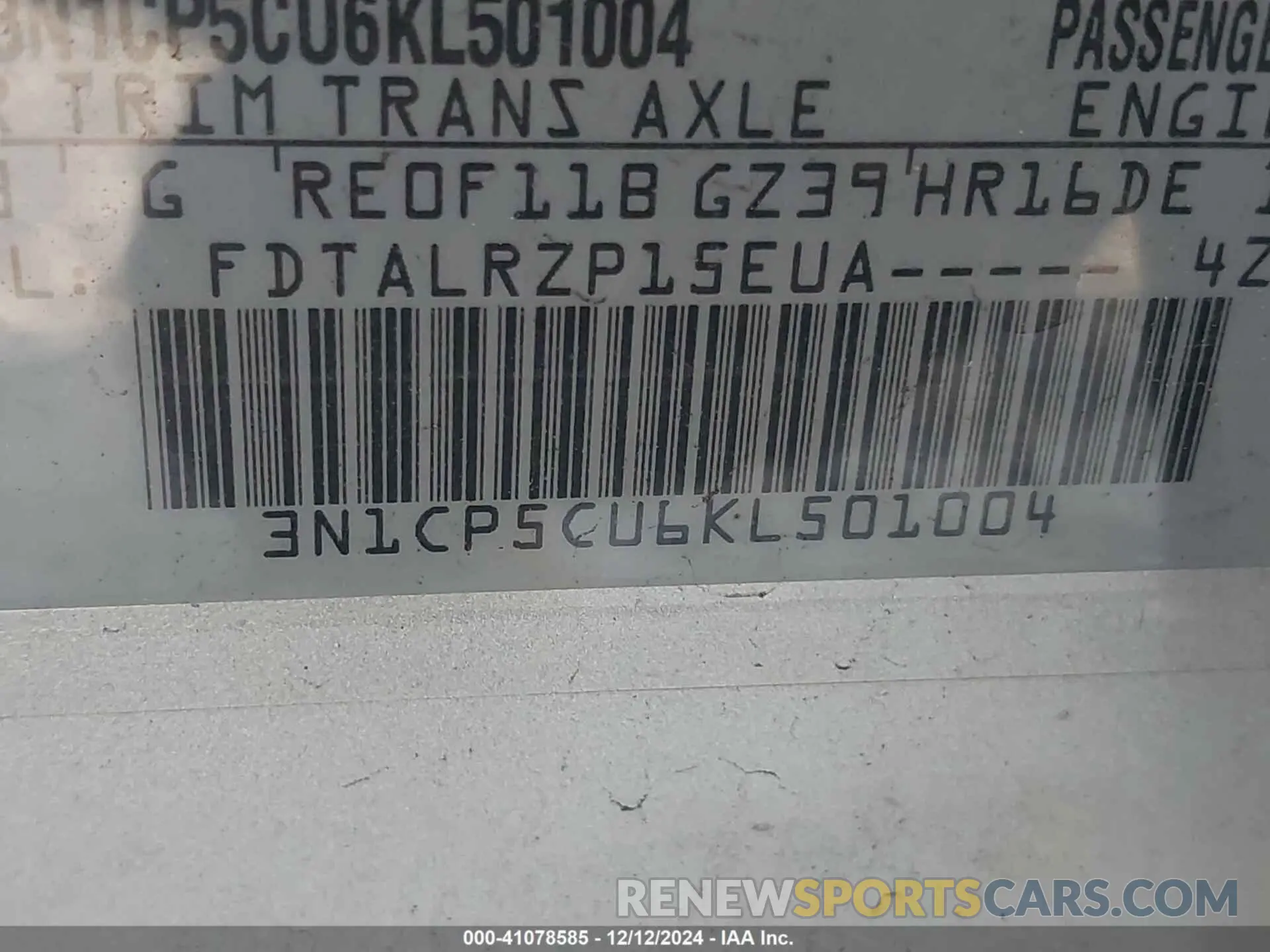 9 Фотография поврежденного автомобиля 3N1CP5CU6KL501004 NISSAN KICKS 2019