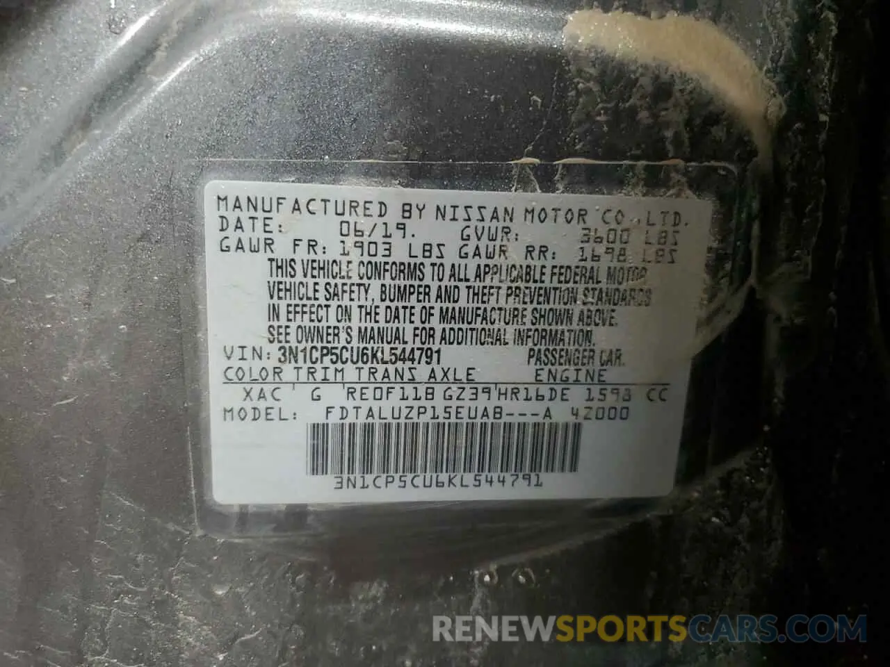 12 Фотография поврежденного автомобиля 3N1CP5CU6KL544791 NISSAN KICKS 2019