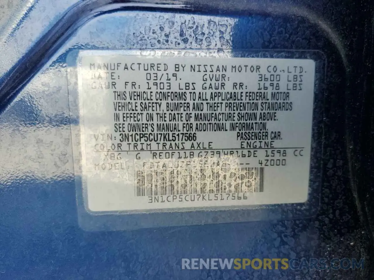 12 Фотография поврежденного автомобиля 3N1CP5CU7KL517566 NISSAN KICKS 2019
