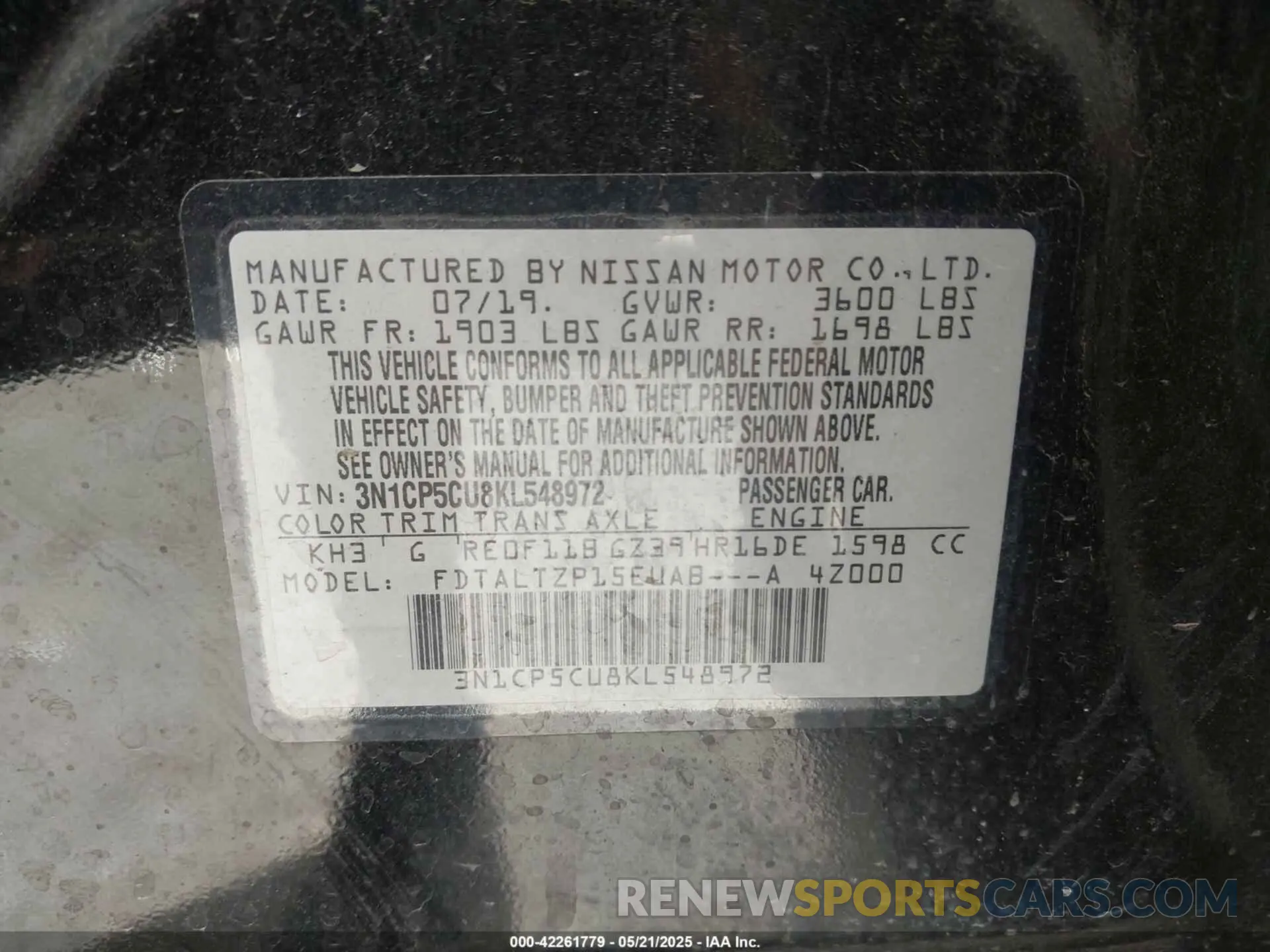 9 Фотография поврежденного автомобиля 3N1CP5CU8KL548972 NISSAN KICKS 2019