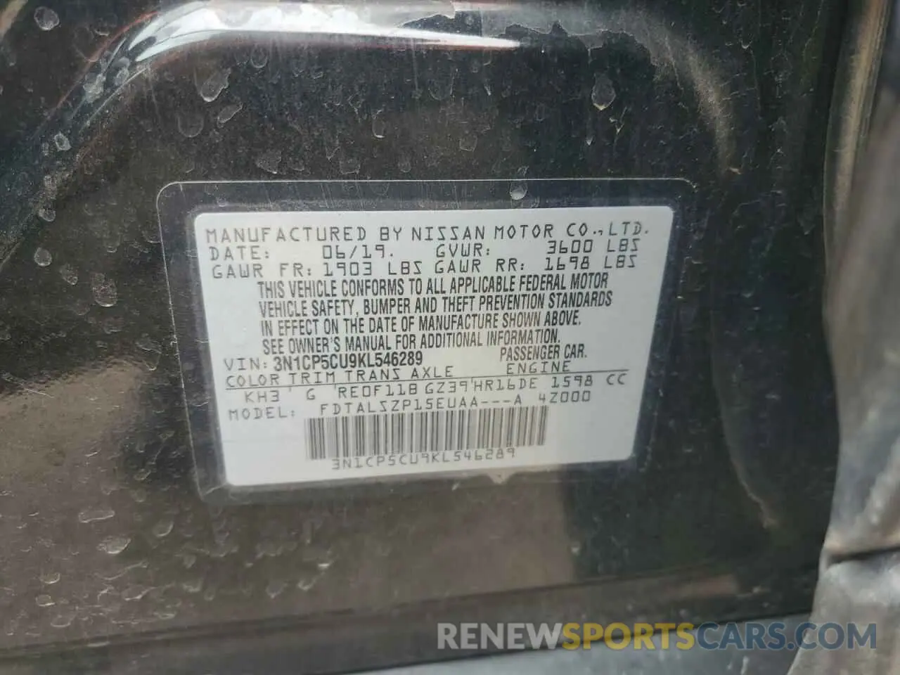 13 Фотография поврежденного автомобиля 3N1CP5CU9KL546289 NISSAN KICKS 2019
