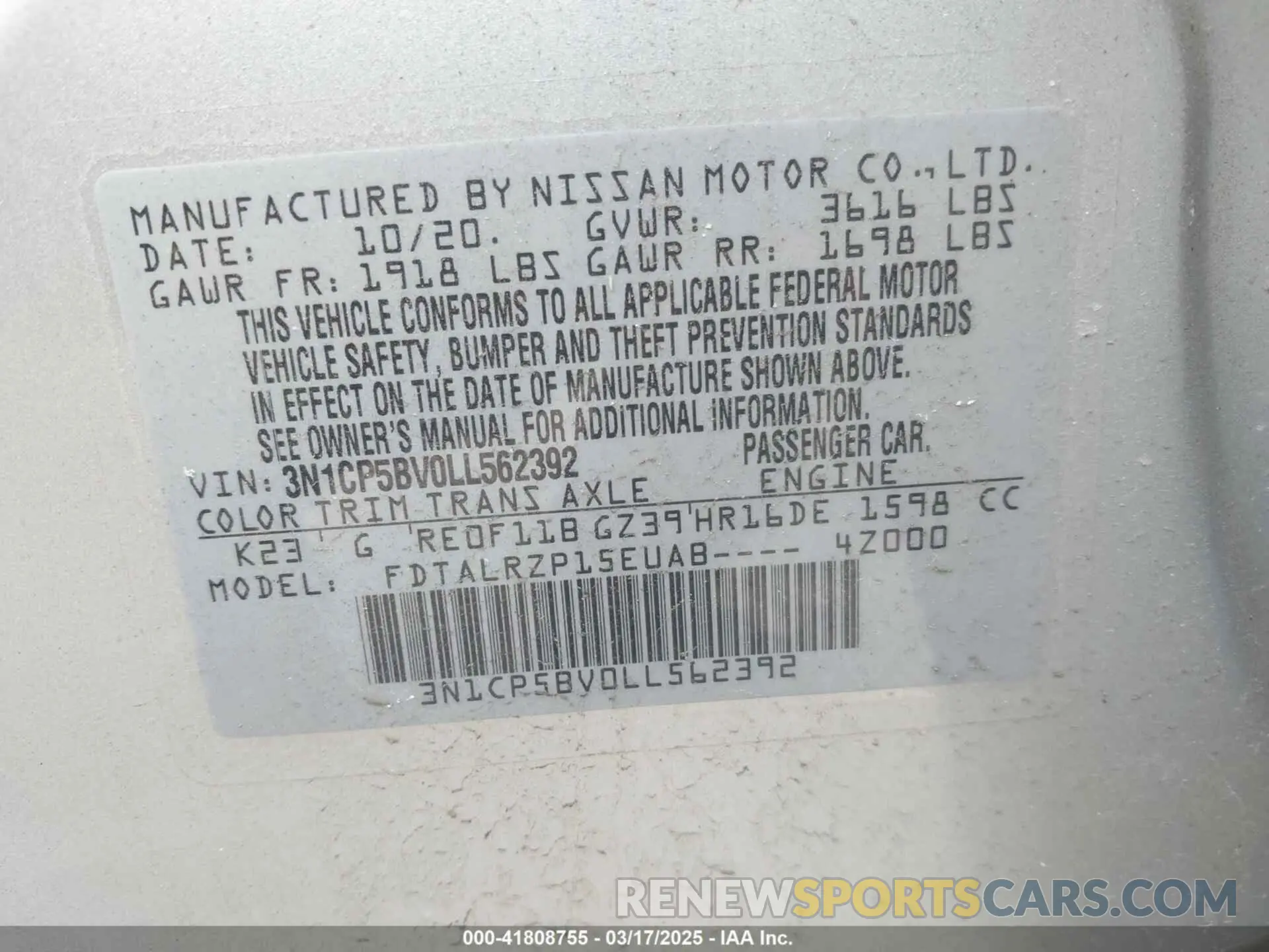 9 Photograph of a damaged car 3N1CP5BV0LL562392 NISSAN KICKS 2020