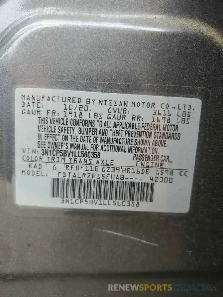 13 Photograph of a damaged car 3N1CP5BV1LL560358 NISSAN KICKS 2020