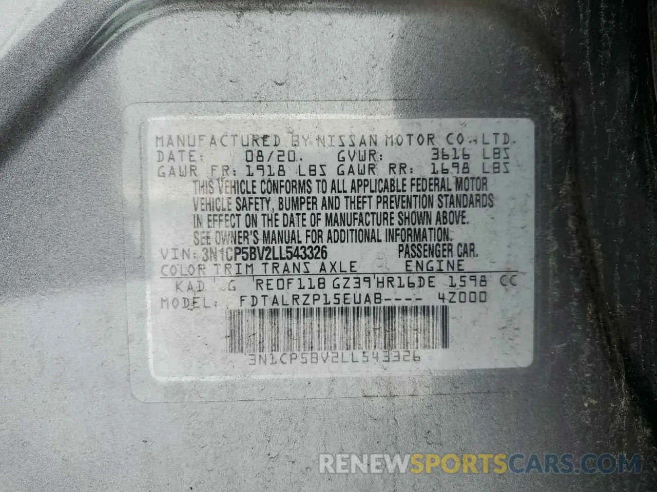 12 Фотография поврежденного автомобиля 3N1CP5BV2LL543326 NISSAN KICKS 2020