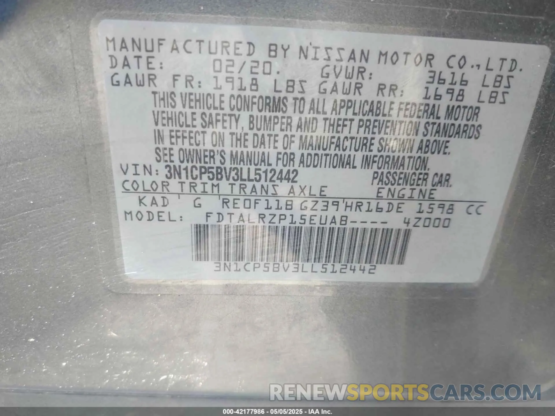 9 Photograph of a damaged car 3N1CP5BV3LL512442 NISSAN KICKS 2020