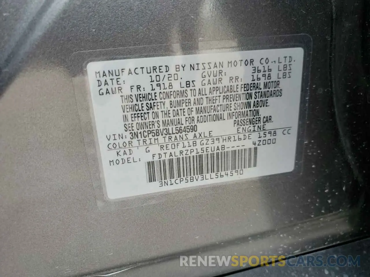 15 Photograph of a damaged car 3N1CP5BV3LL564590 NISSAN KICKS 2020