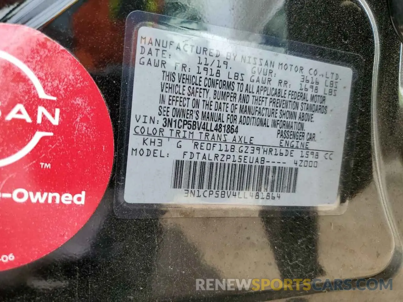12 Фотография поврежденного автомобиля 3N1CP5BV4LL481864 NISSAN KICKS 2020